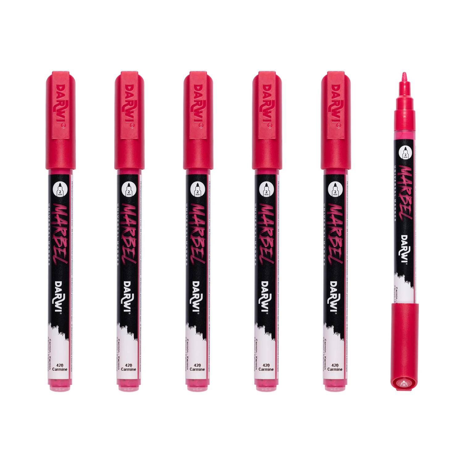 Darwi 6x Marker Acrylfarbe, konische feine Spitze 2mm Karmin DA0223002420C