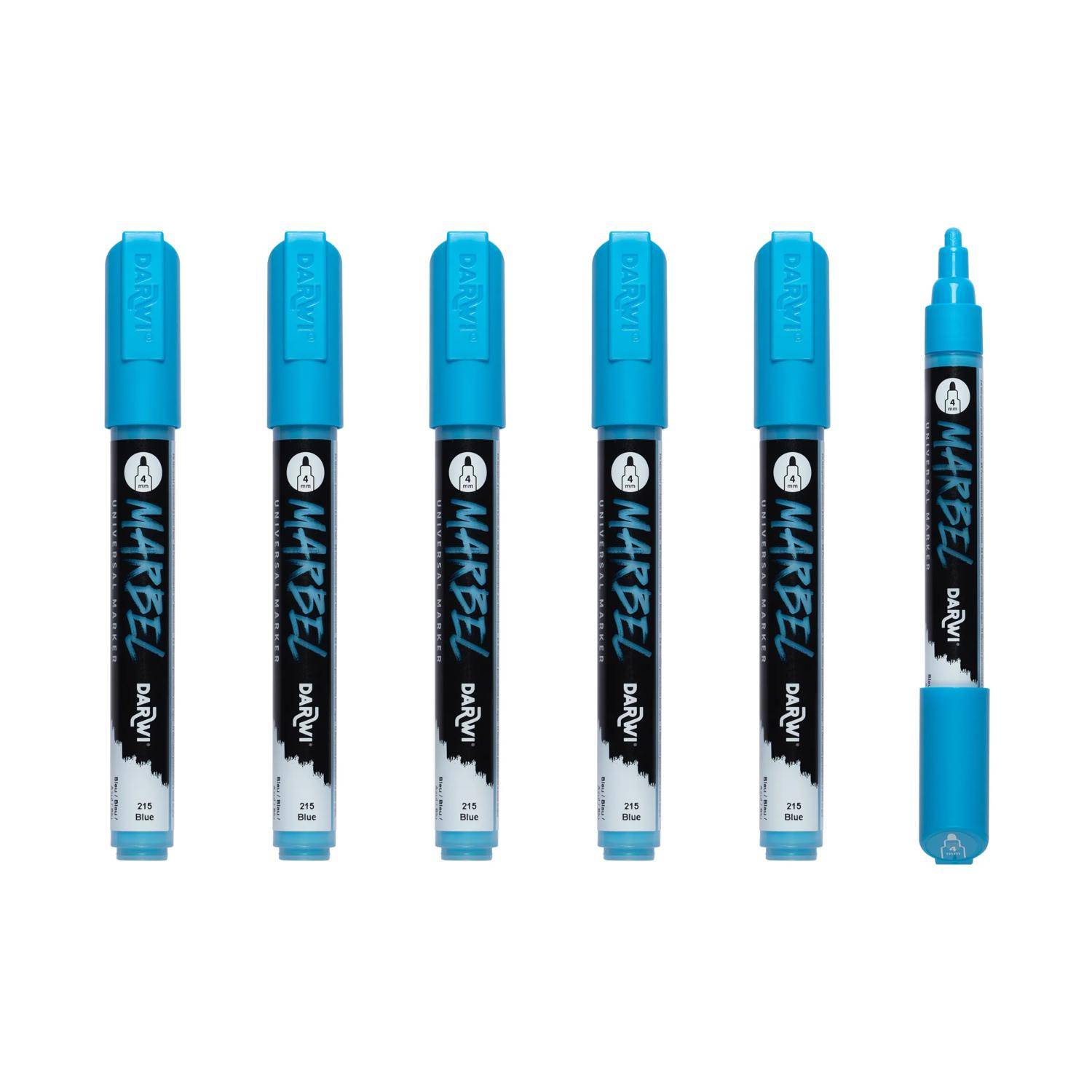 Darwi 6x Universalmarker Acrylfarbe, Rundspitze medium 4mm Blau DA0226004215C
