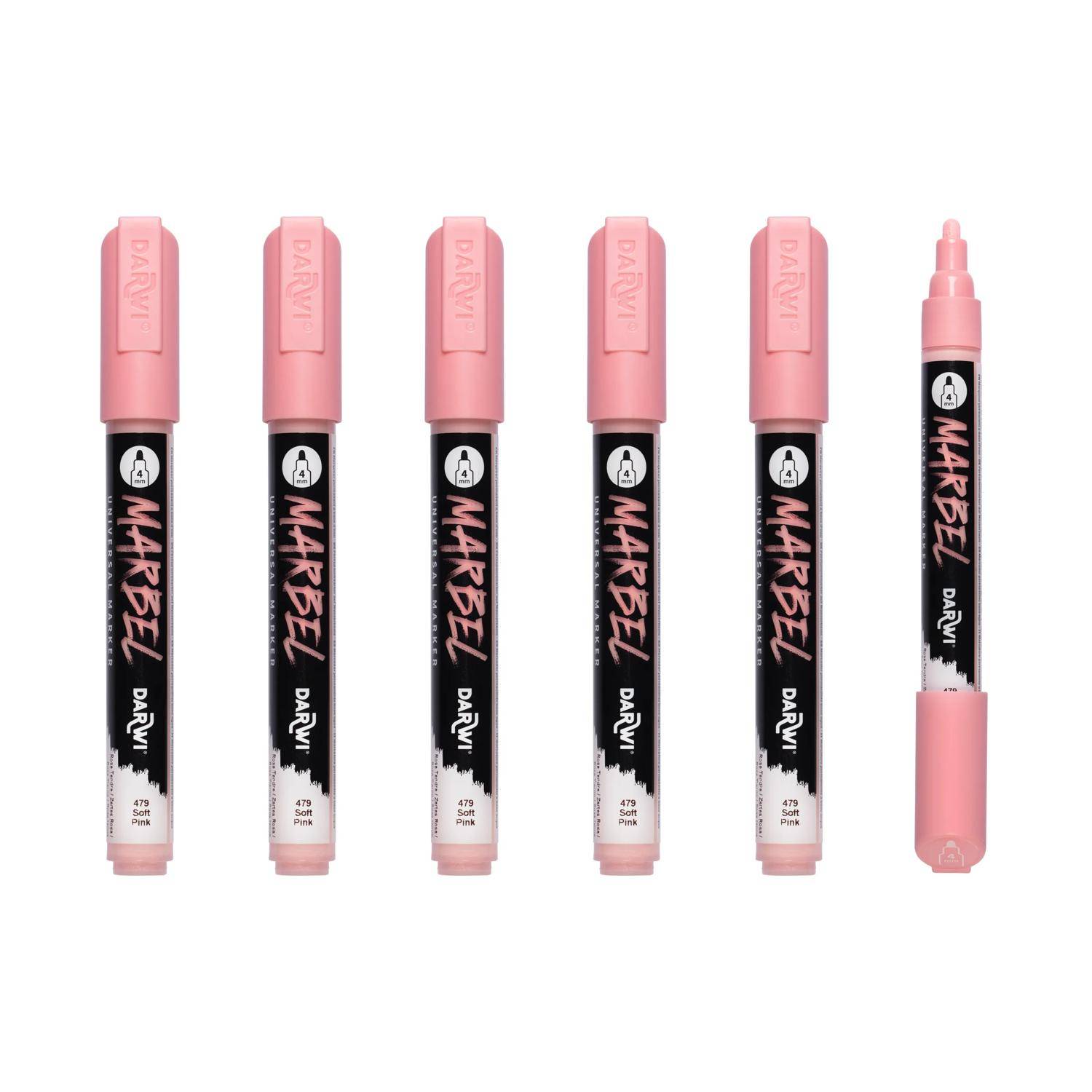 Darwi 6x Marker Acrylfarbe, Rundspitze medium 4mm Zartrosa| DA0226004479C