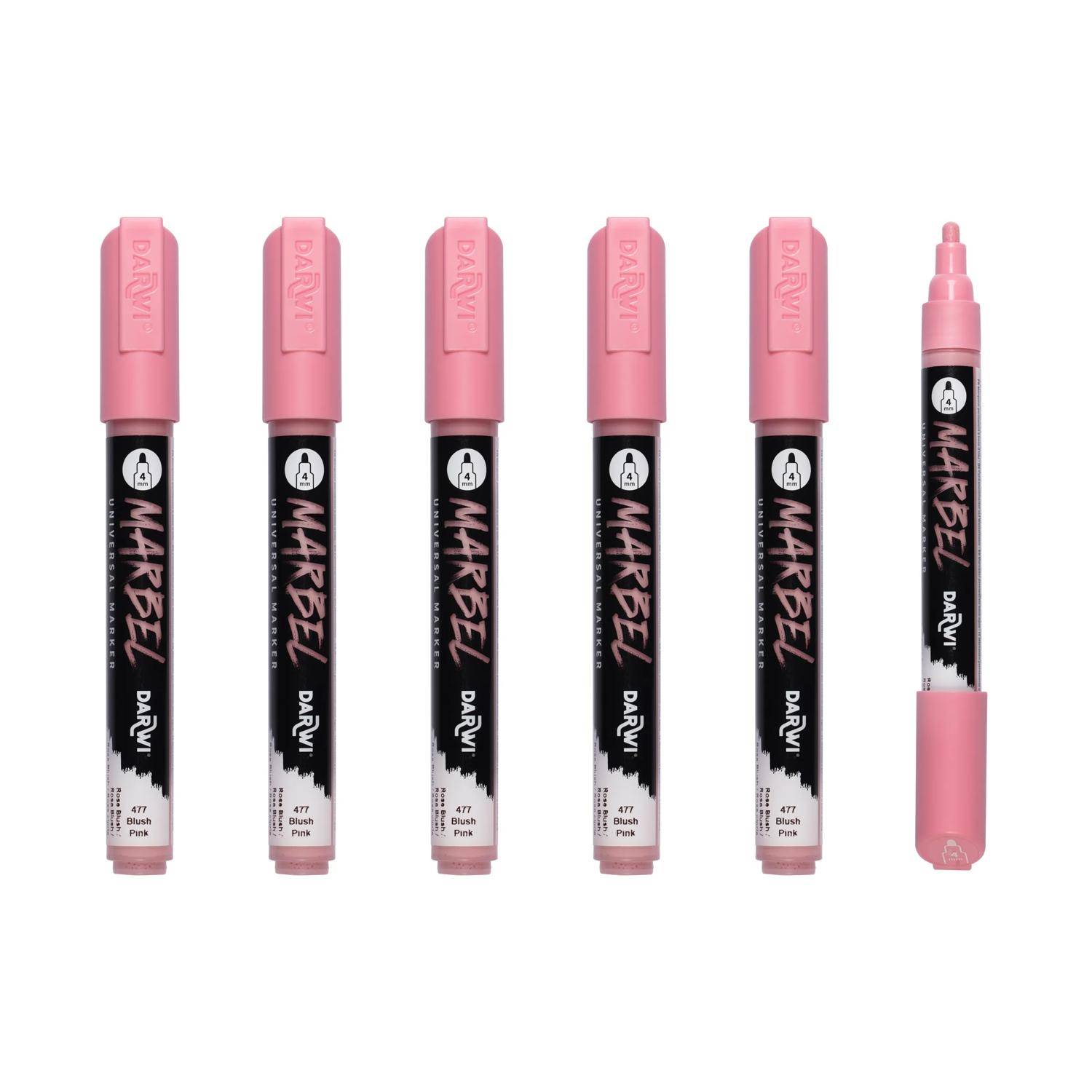 Darwi 6x Marker Acrylfarbe, Rundspitze medium 4mm Rosa Blush DA0226004477C