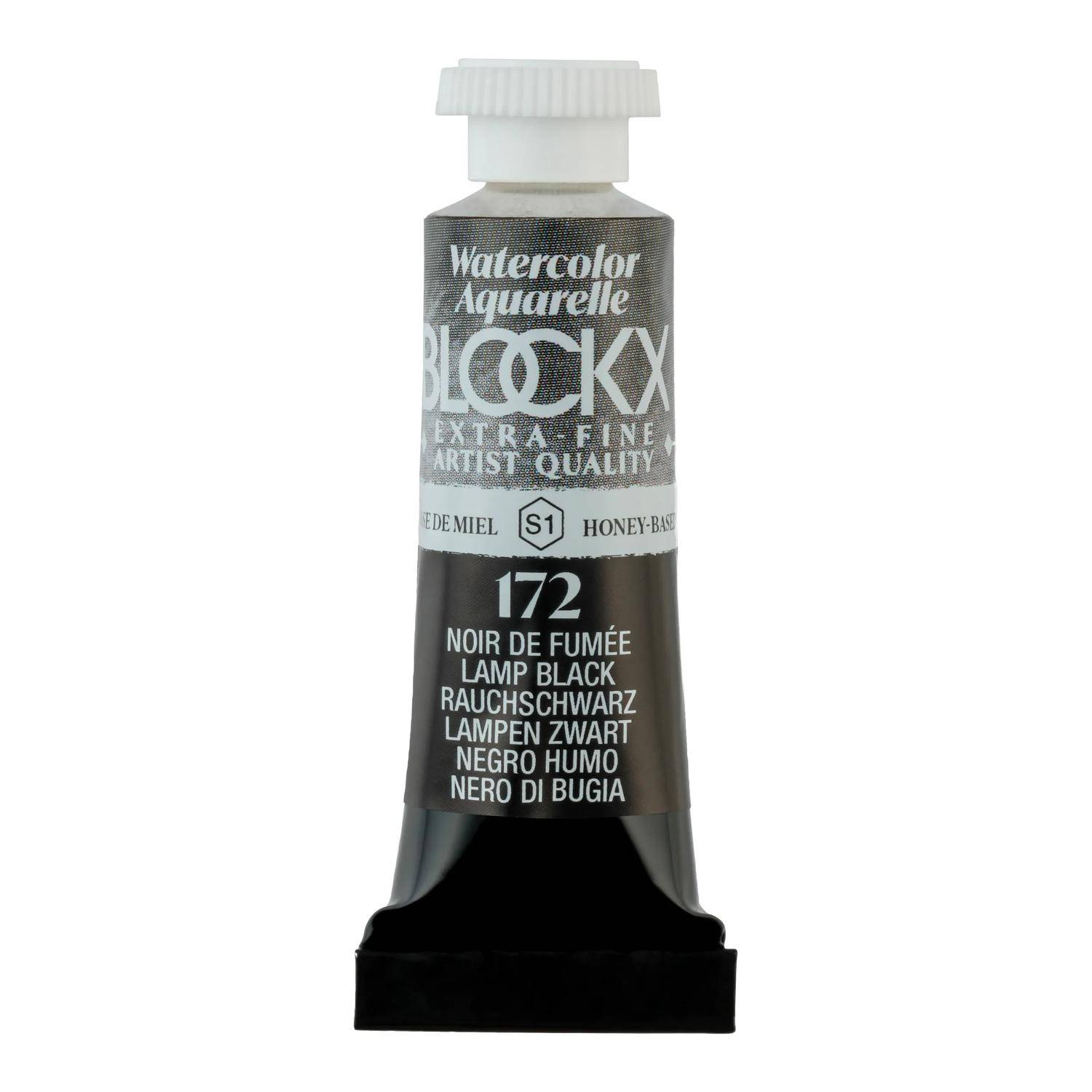 Blockx 3x Aquarellfarbe, Rauchschwarz - Tube 5ml - Lampenschwarz 43172BXC