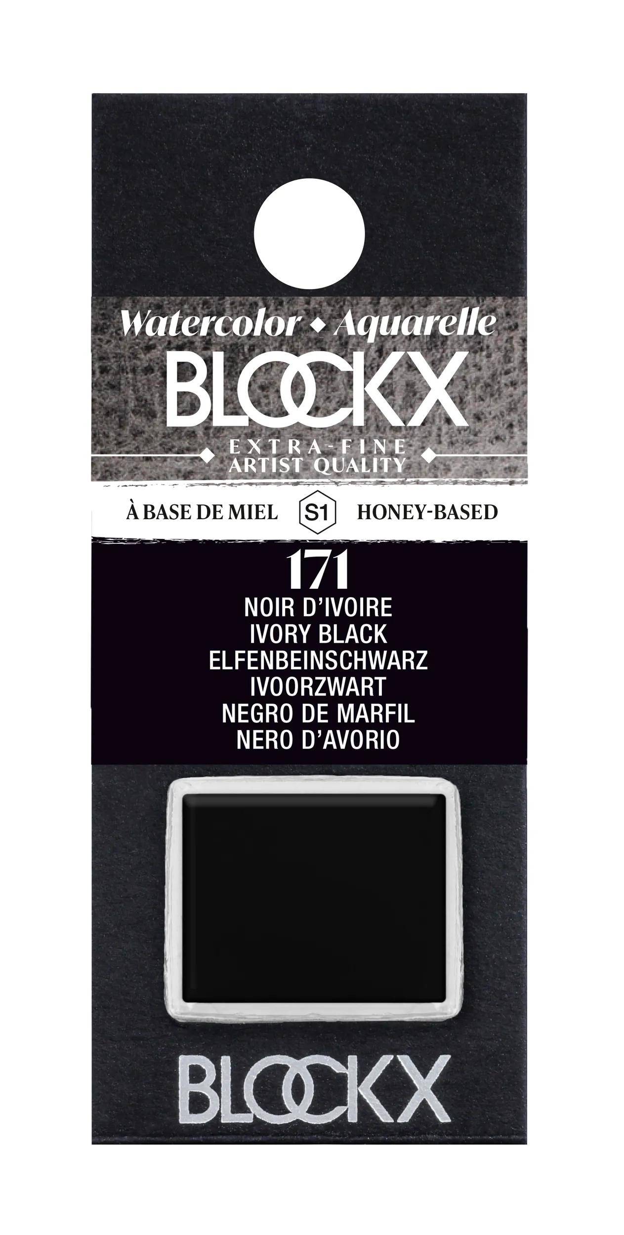 Blockx 3x Aquarellfarbe, Elfenbeinschwarz 1/2 Näpfchen 1,5ml 41171BXC