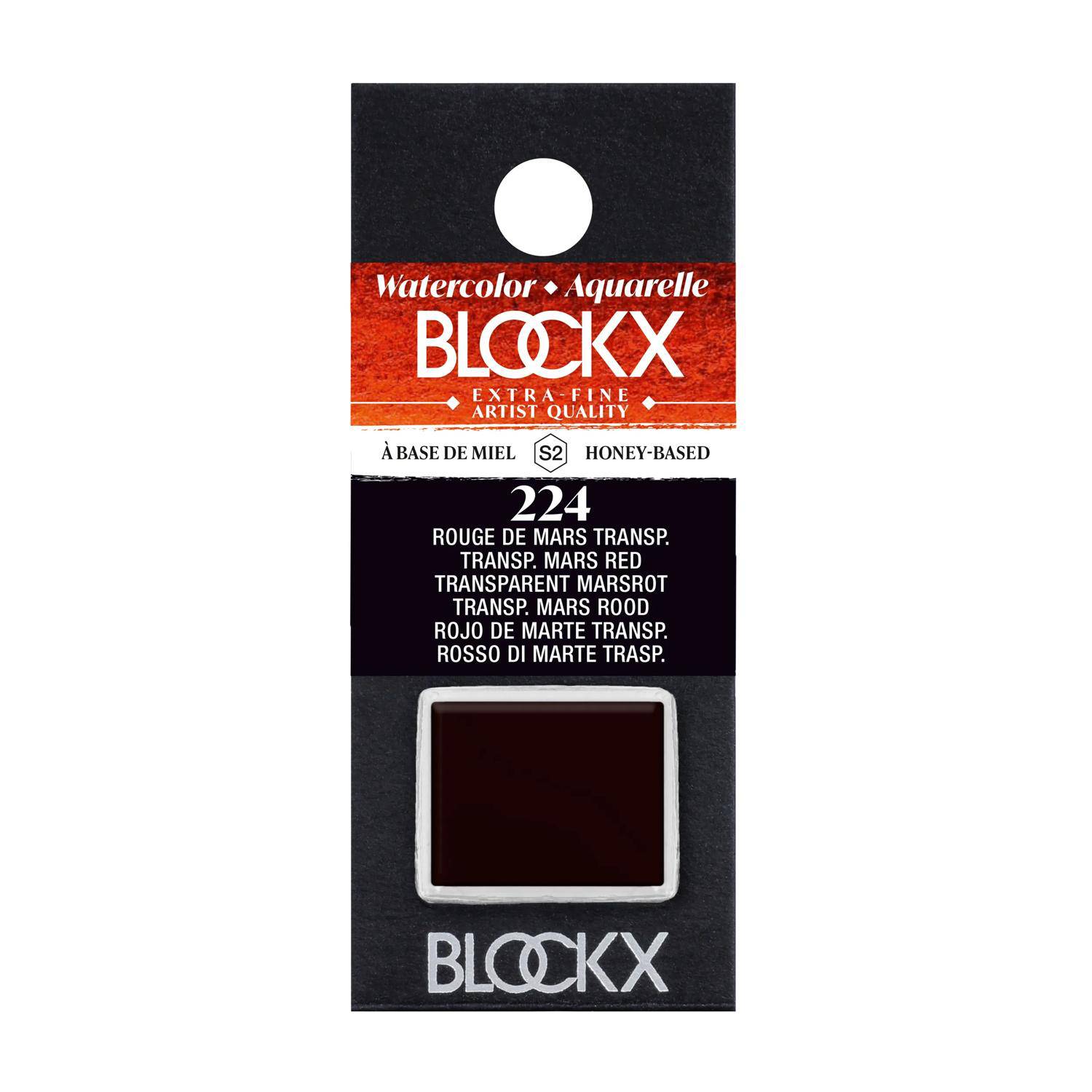 Blockx 3x Aquarellfarbe, 1/2 Näpfchen 1,5ml Marsrot transparent 41224BXC