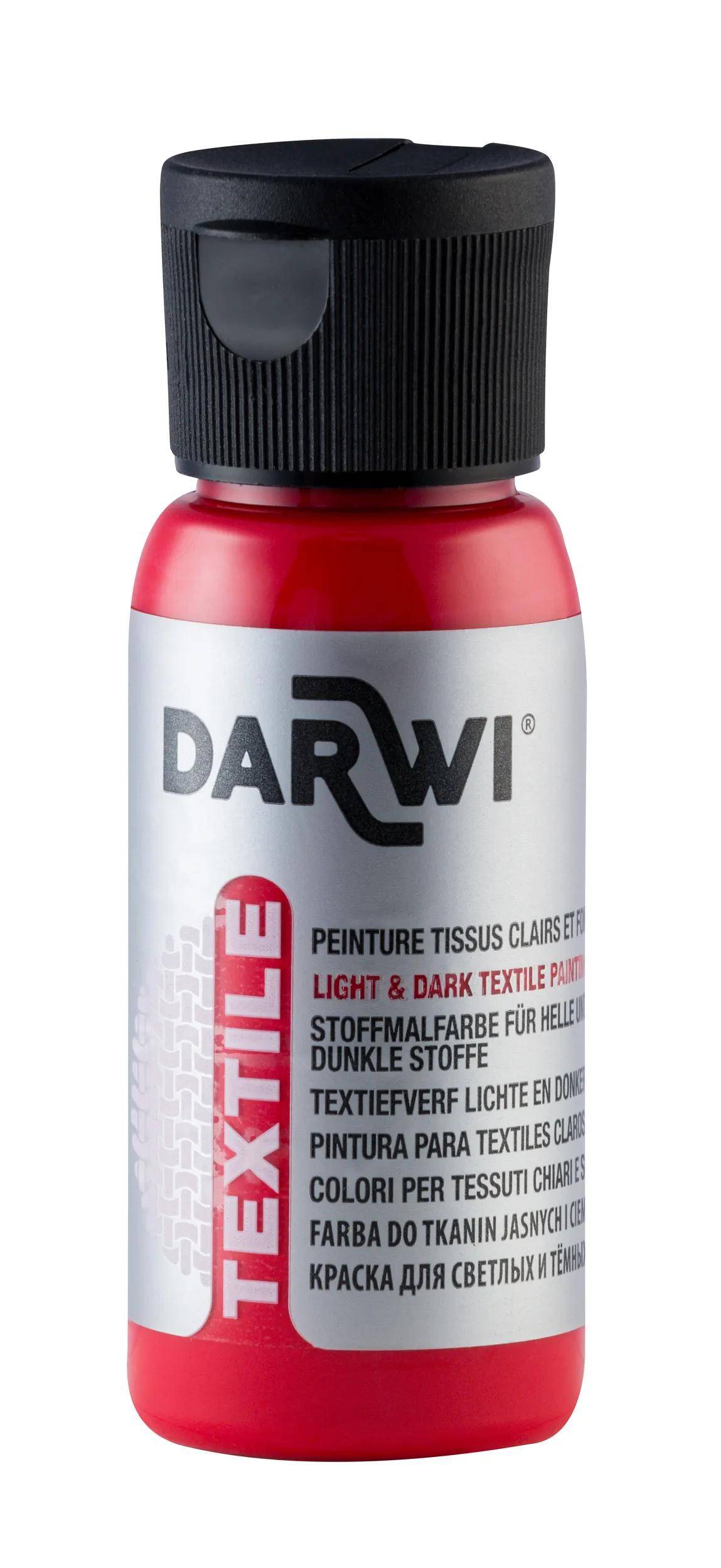Darwi 4x DARWI Stoffmalfarbe, Flasche 50ml, Zinnoberrot - Zinnober DA0100050490C