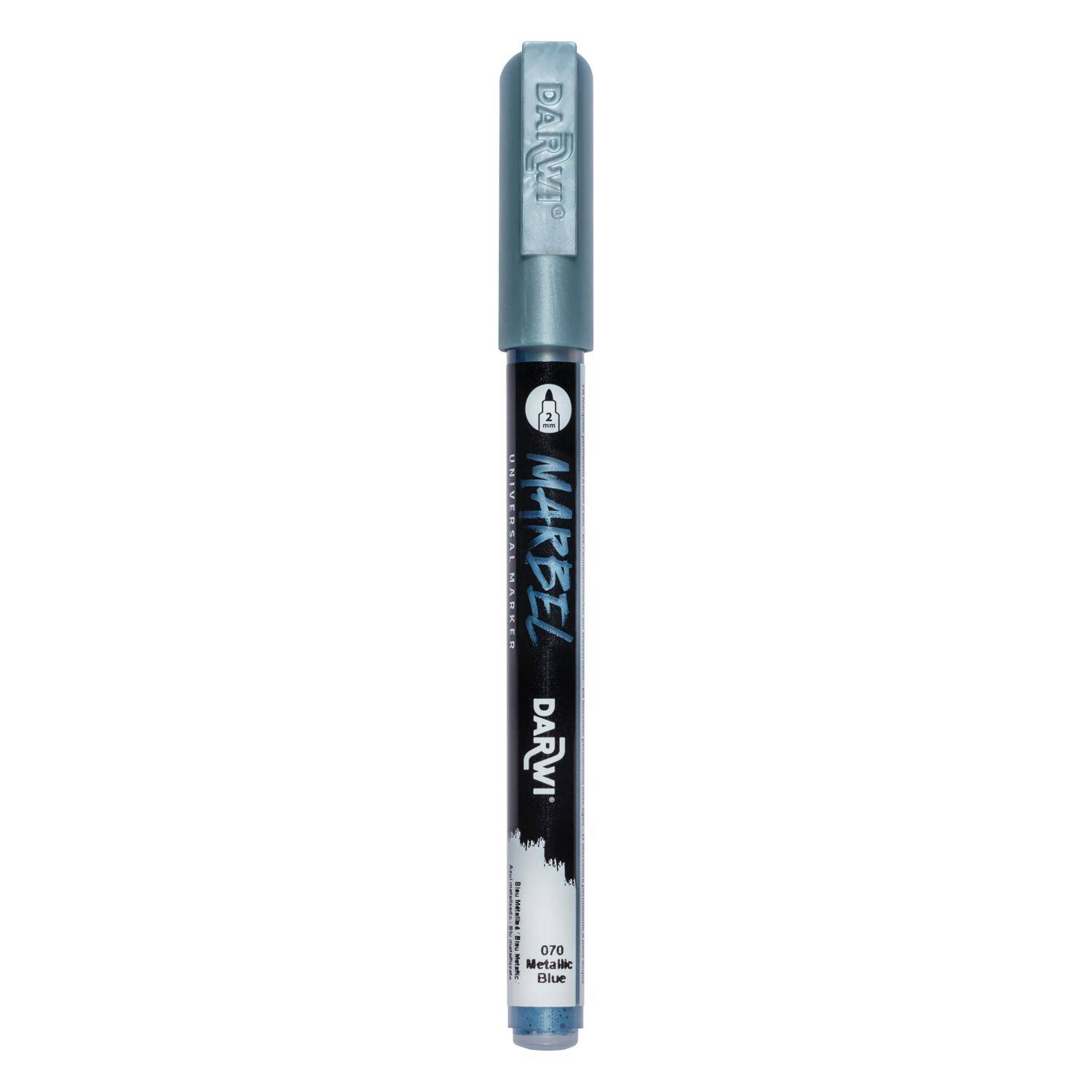 Darwi 6x Marker Acrylfarbe, feine Spitze 2mm Blau Metallic DA0233002070C