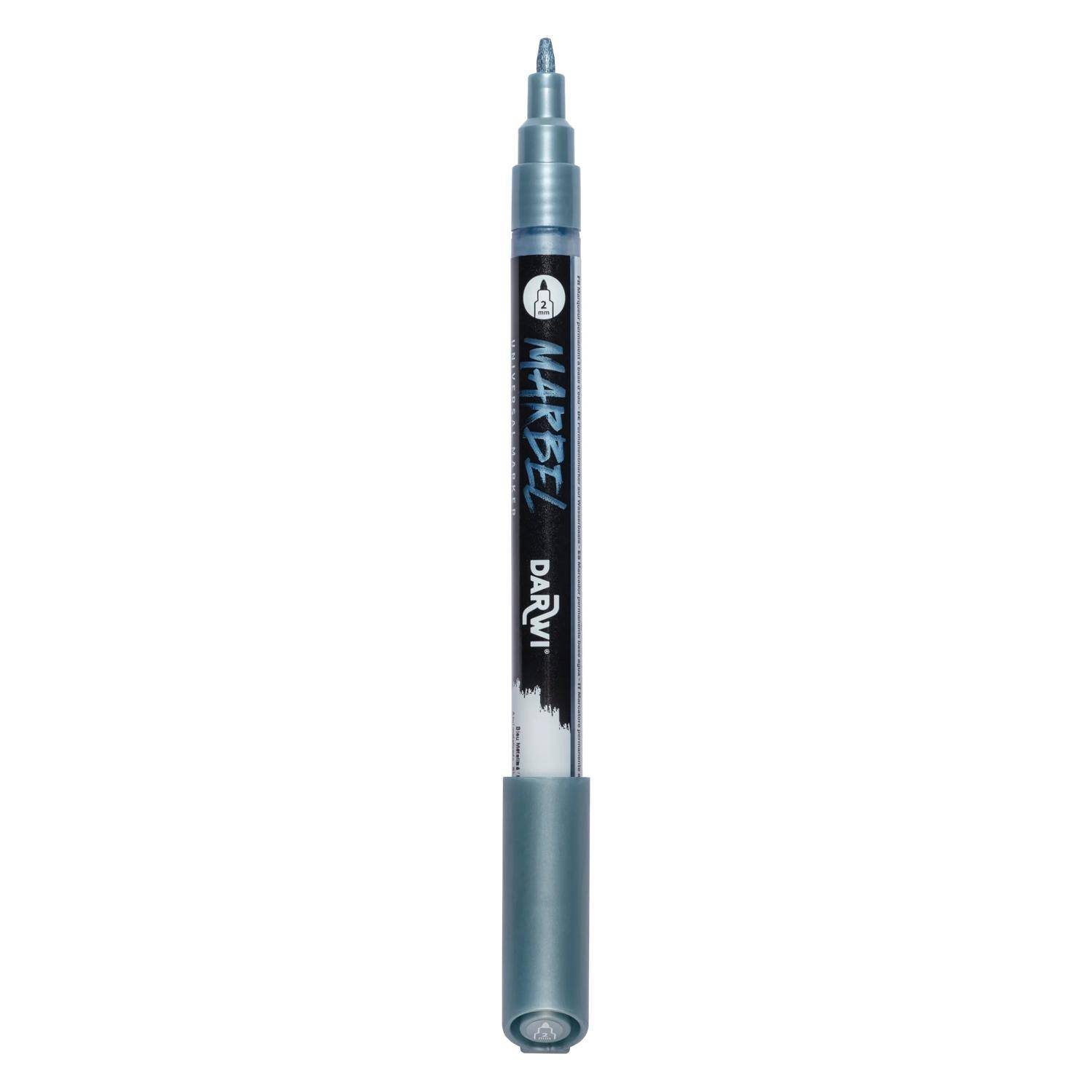 Darwi 6x Marker Acrylfarbe, feine Spitze 2mm Blau Metallic DA0233002070C