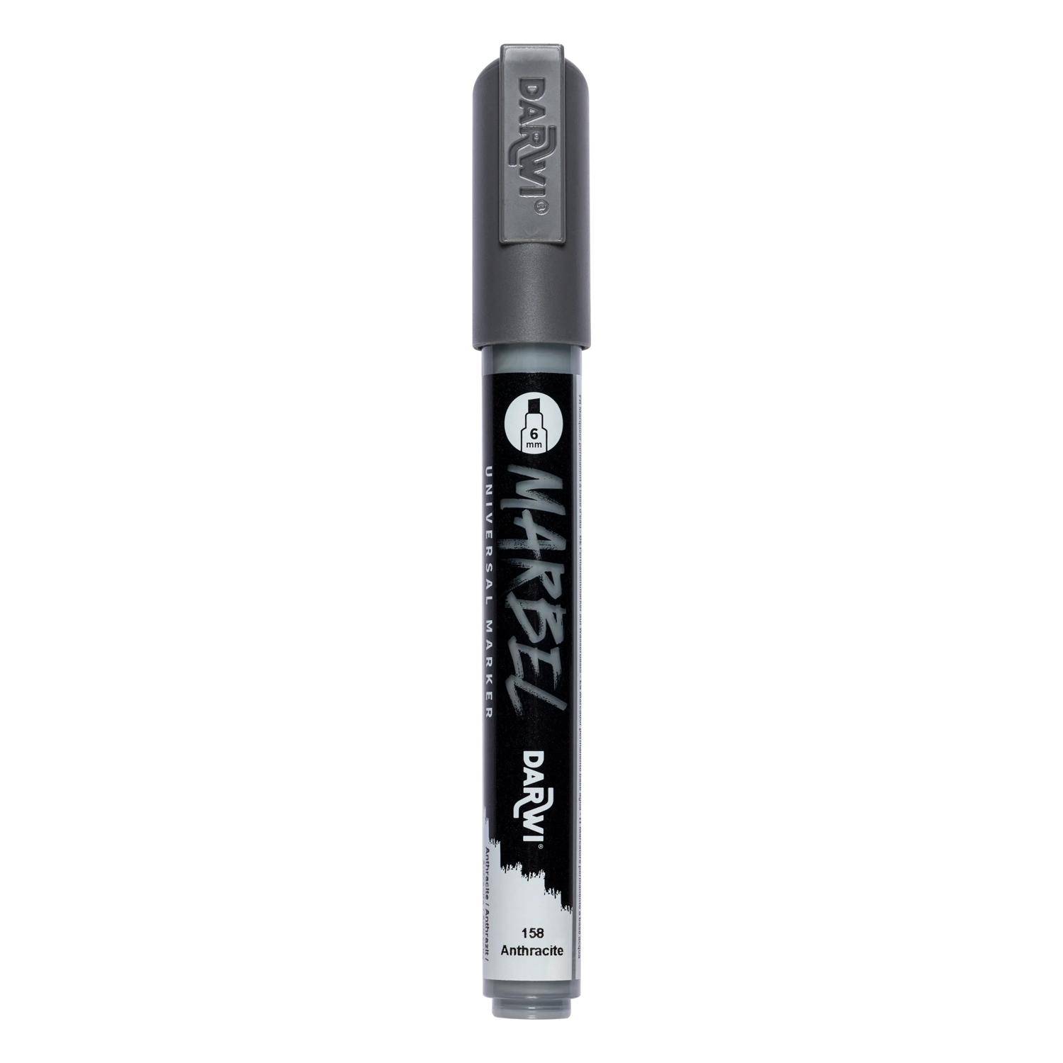 Darwi 6x Marker Acrylfarbe, Keilspitze medium 6mm Anthrazit DA0226006158C