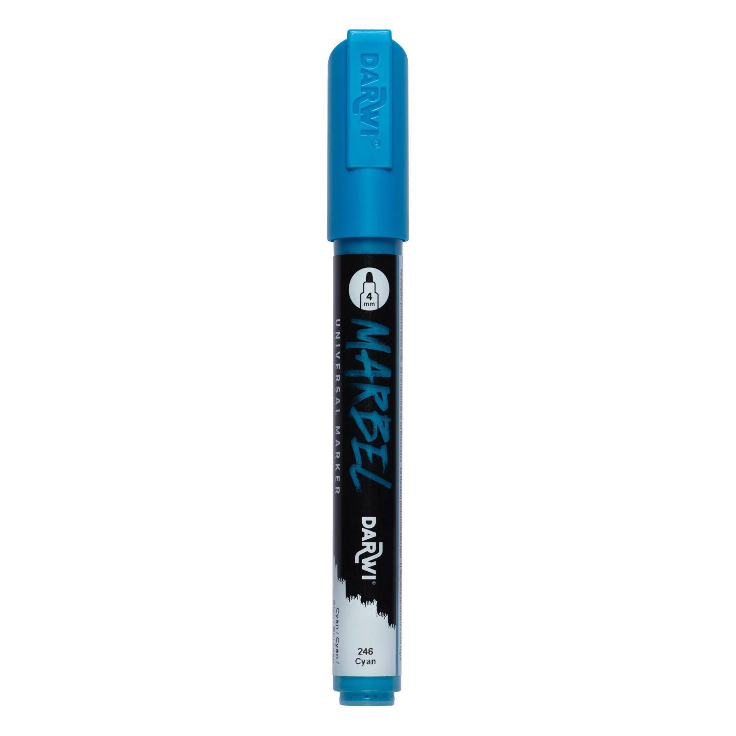 Darwi 6x Universalmarker Acrylfarbe, Rundspitze medium 4mm Cyan DA0226004246C