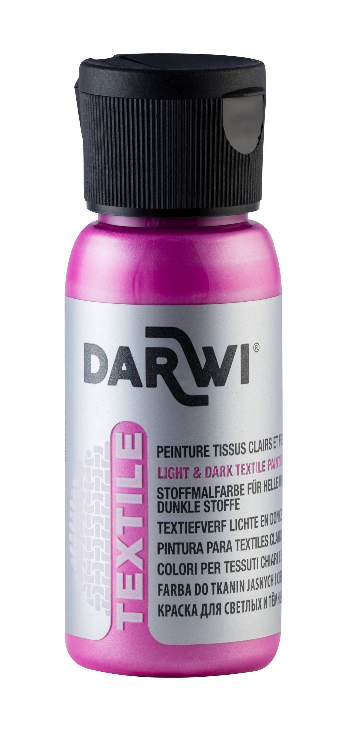 Darwi 4x Stoffmalfarbe, Flasche 50ml, Perlmuttpink Perlmuttrosa| DA0100050495C