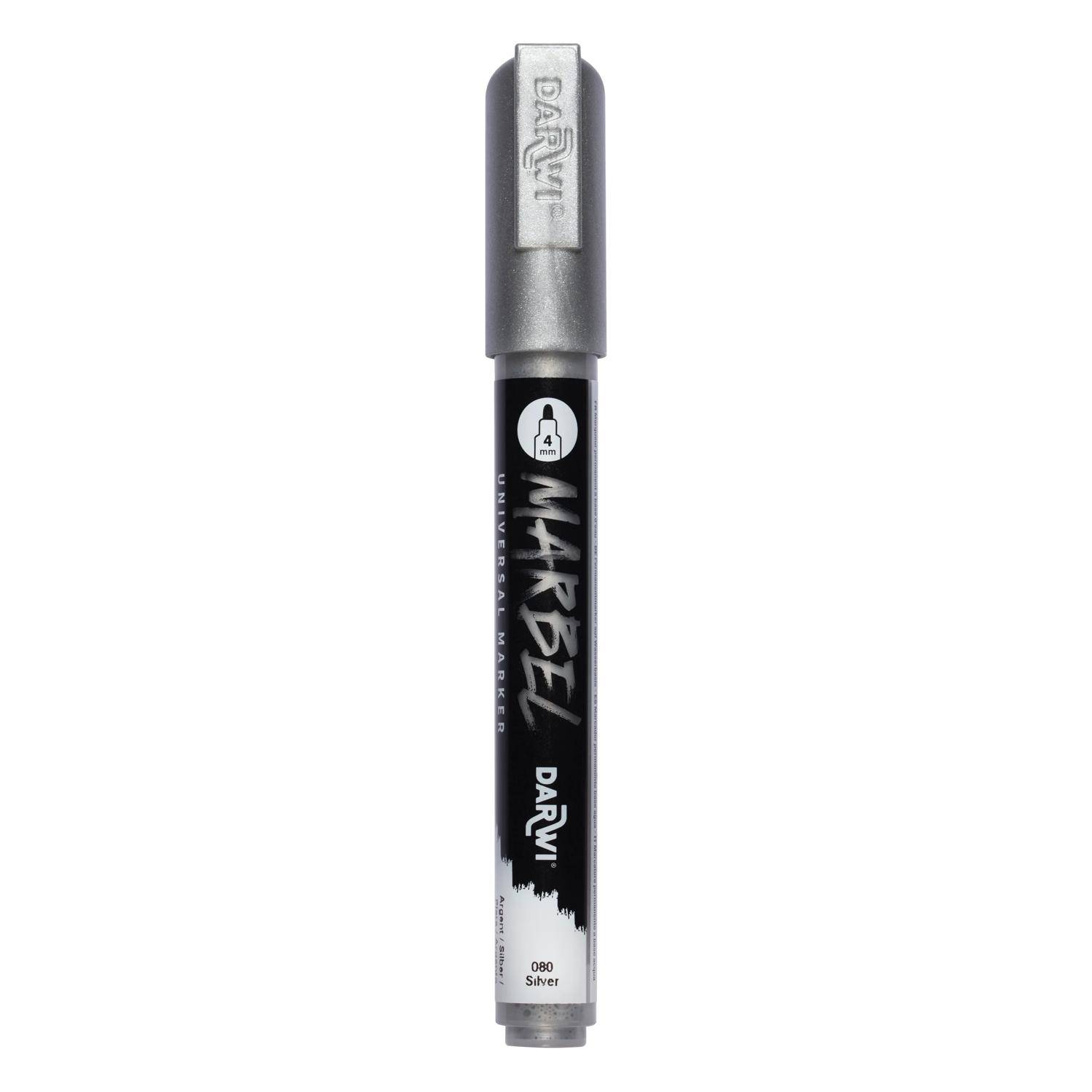 Darwi 6x Universalmarker Acrylfarbe, Rundspitze medium 4mm Silber DA0236004080C
