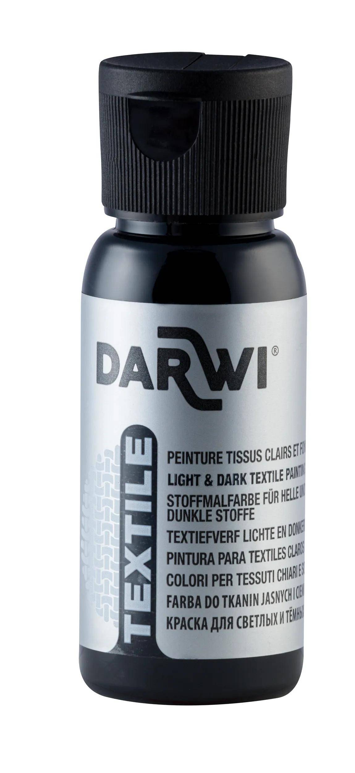 Darwi 4x DARWI Stoffmalfarbe, Flasche 50ml, Schwarz - Schwarz DA0100050100C