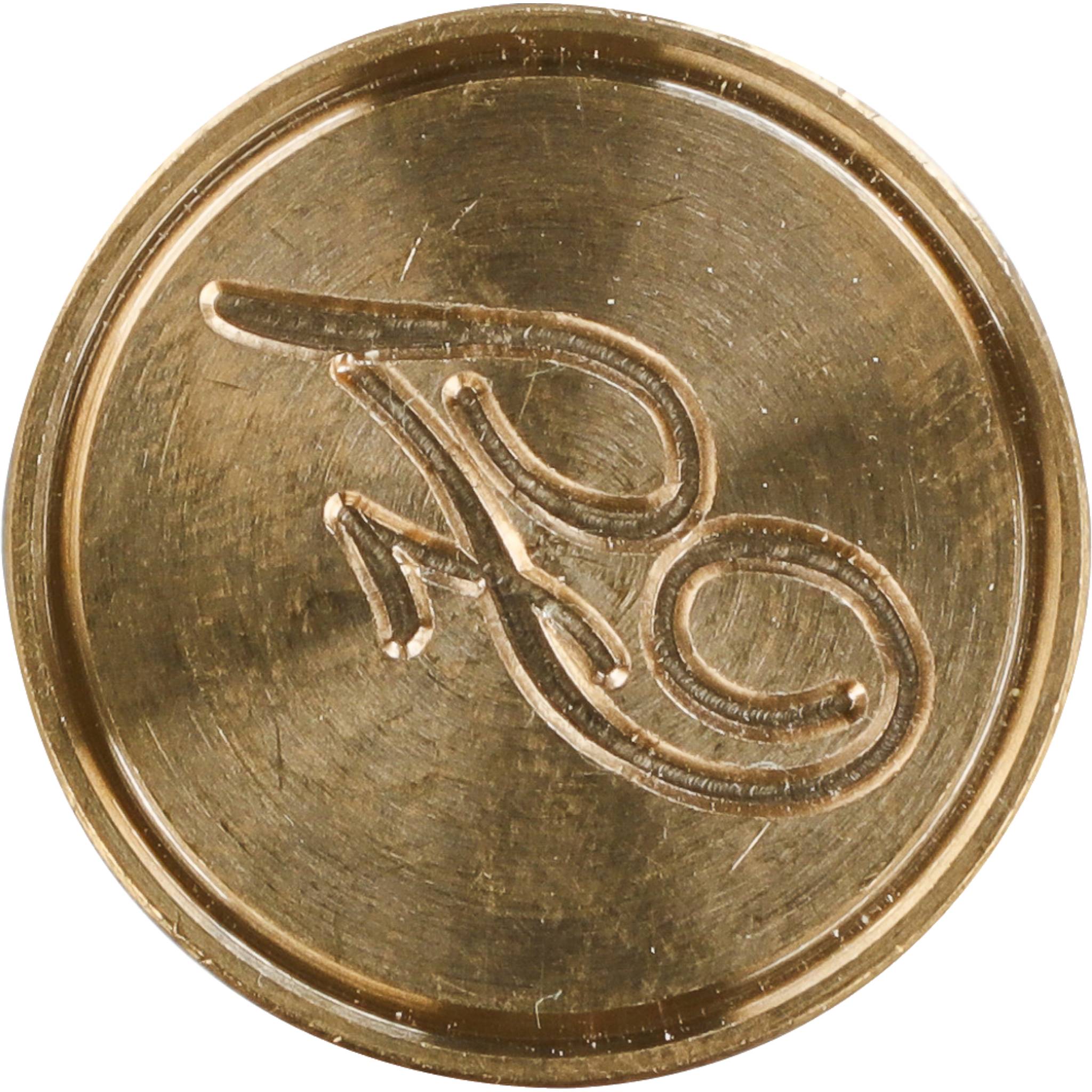 Jacques Herbin 3x Siegelplatte Messing, Buchstabe Eng Schreibschrift f 40306T