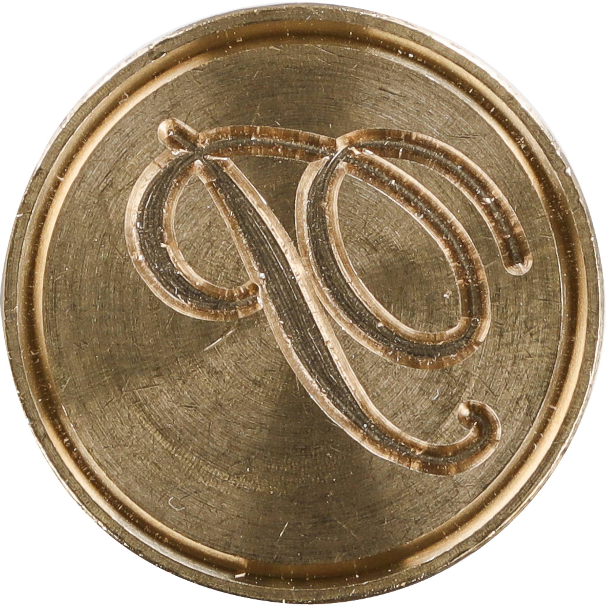 Jacques Herbin 3x Siegelplatte Messing, Buchstabe Eng Schreibschrift p 40316T