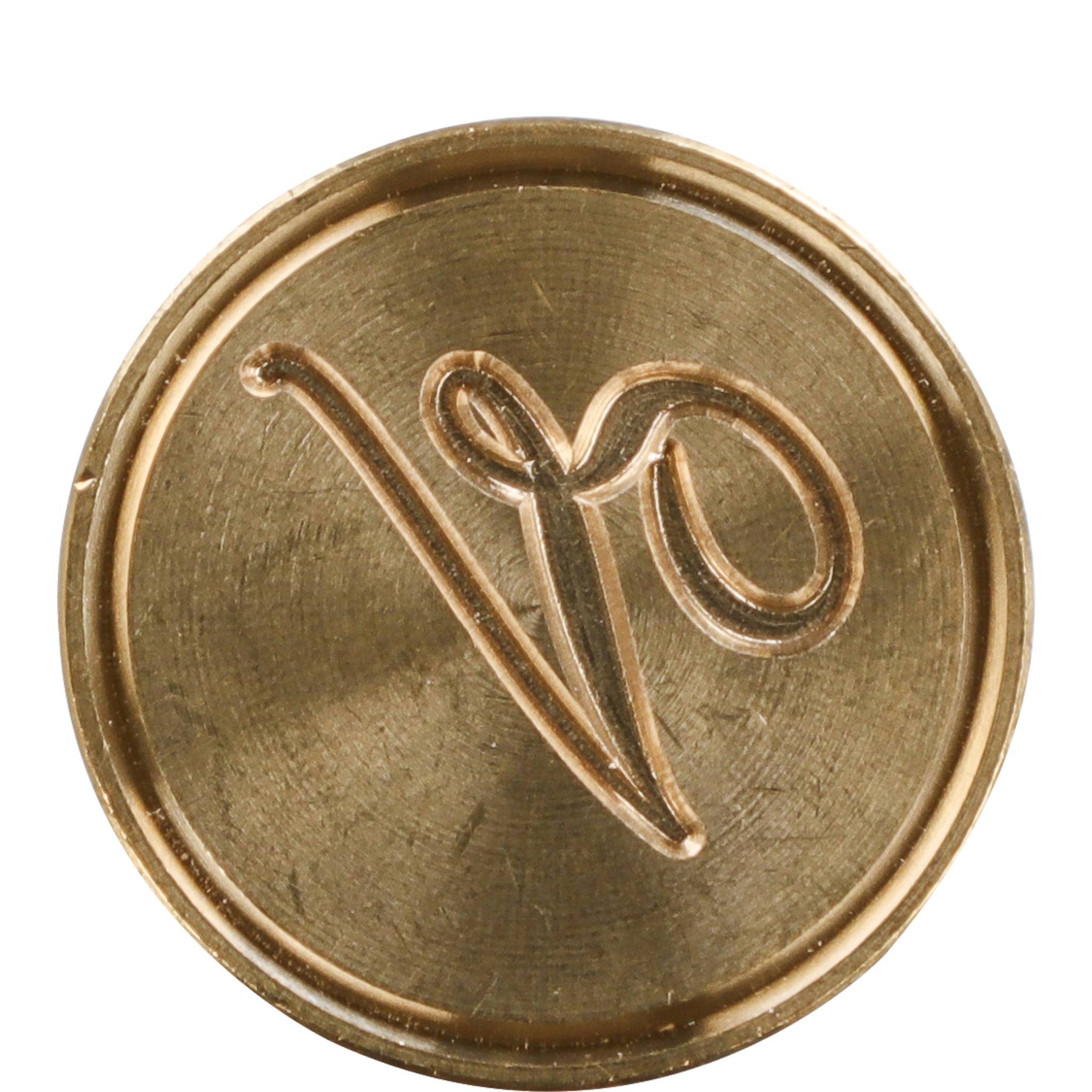 Jacques Herbin 3x Siegelplatte Messing, Buchstabe Eng Schreibschrift v 40322T