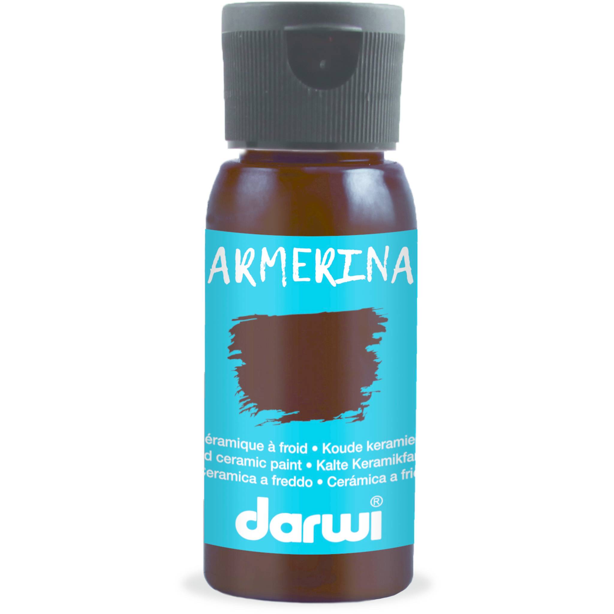 Darwi 4x Kalte Keramikfarbe, Flasche 50ml, Dunkelbraun Dunkelbraun DA0380050805C