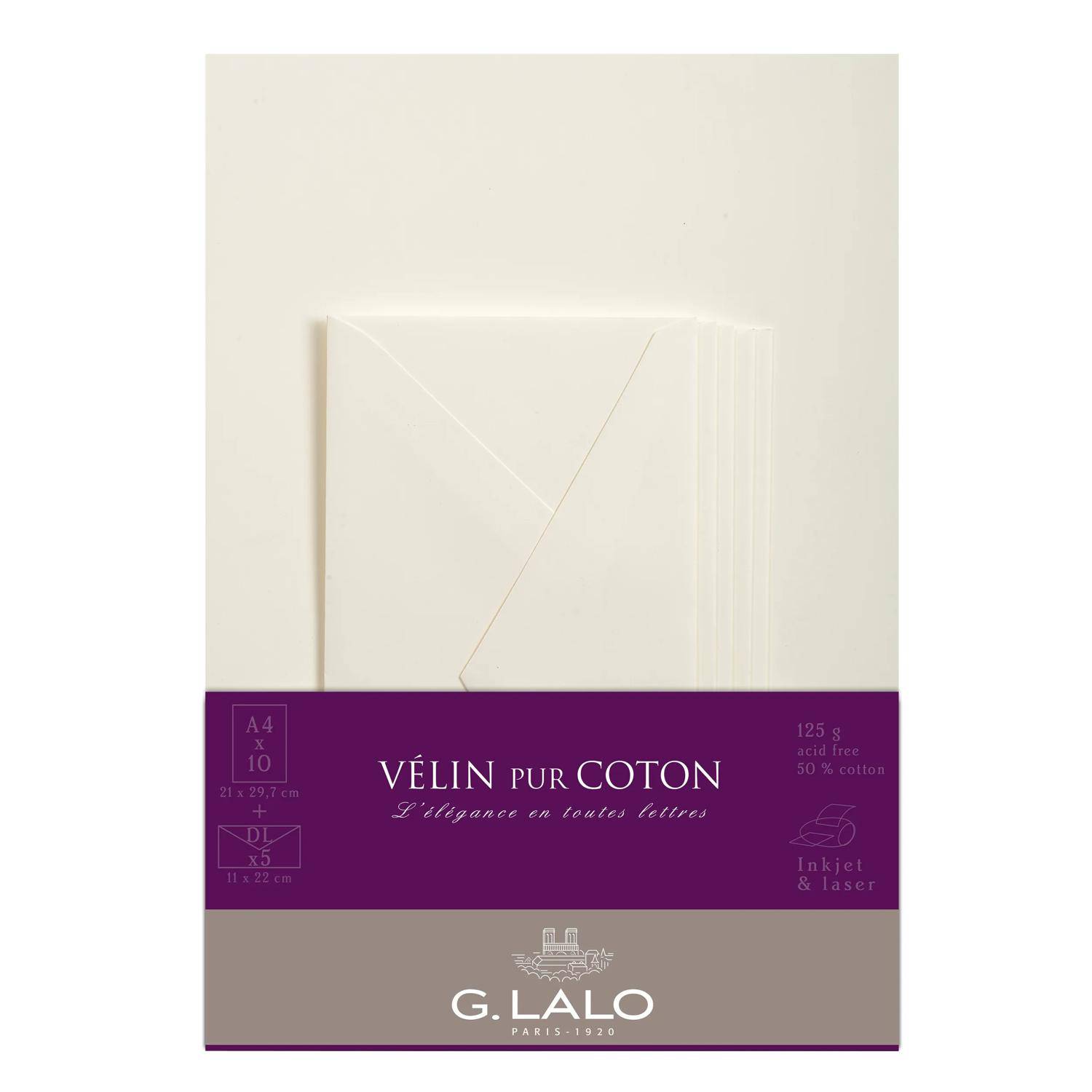 G.Lalo 5x Lalo, Korrespondenzset, 10 Blatt A4 und 5 Umschläge - Creme 61800L