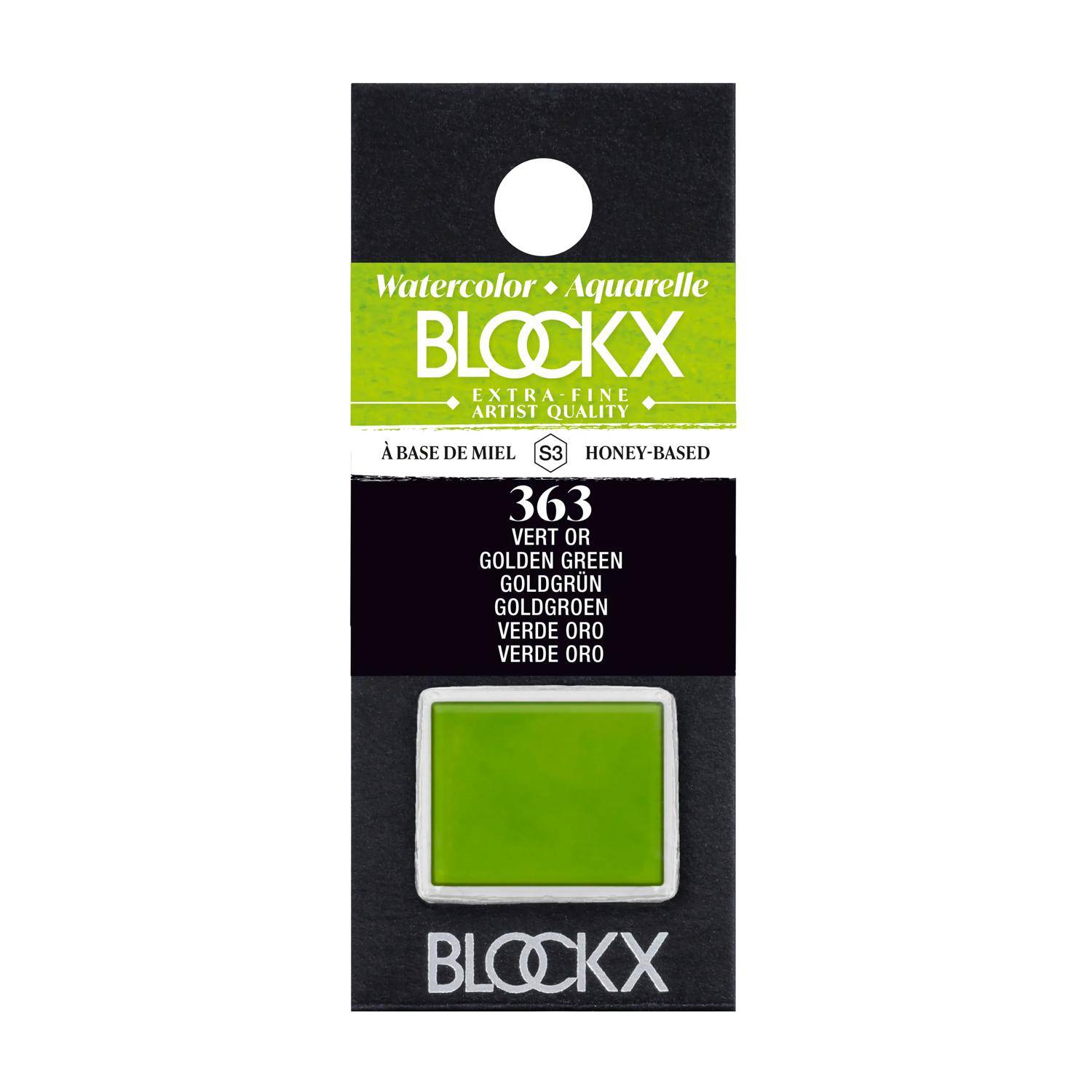 Blockx 3x Aquarellfarbe, Goldgrün - 1/2 Näpfchen 1,5ml - Grüngold 41363BXC