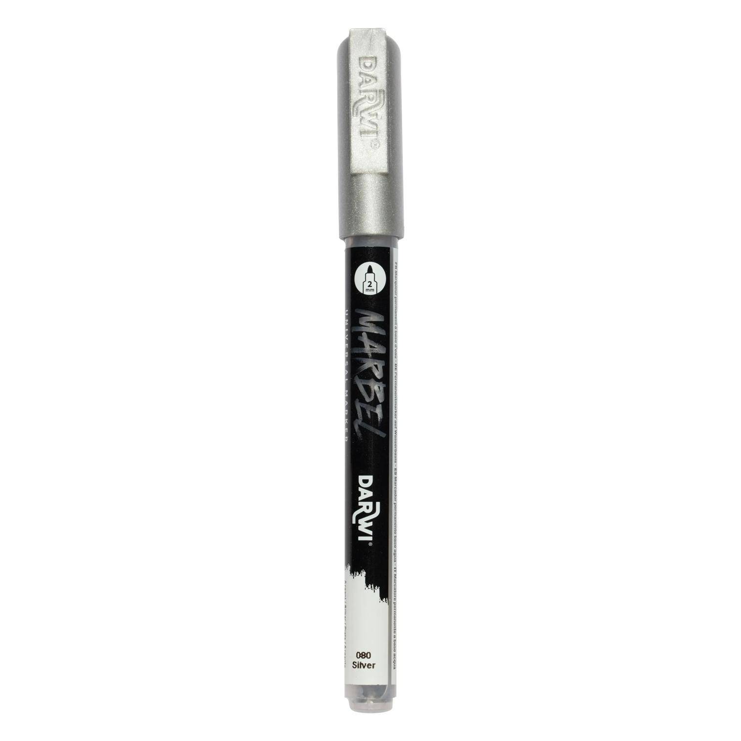Darwi 6x Marker Acrylfarbe, feine konische Spitze 2mm Silber DA0233002080C