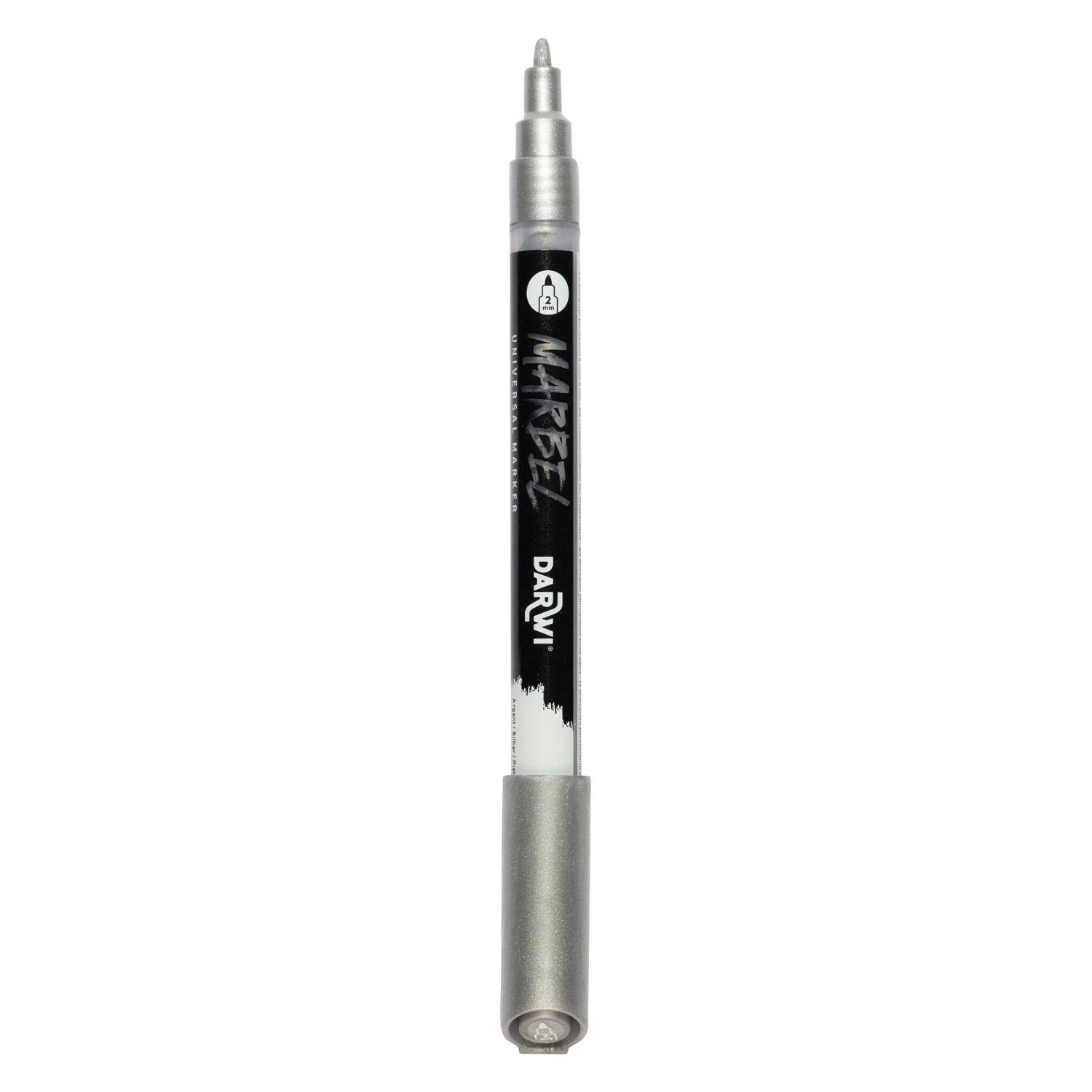Darwi 6x Marker Acrylfarbe, feine konische Spitze 2mm Silber DA0233002080C
