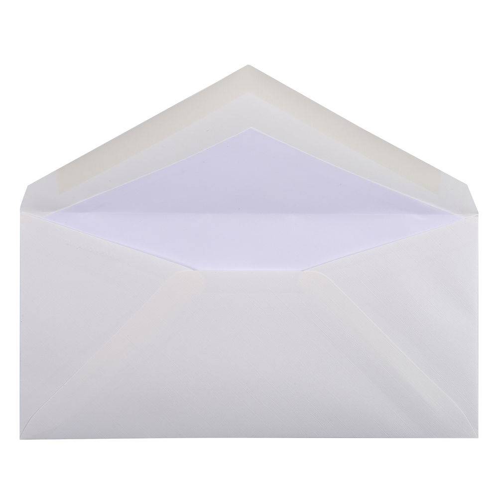 G.Lalo 10x Packung 20 Umschlägen DL 220x110mm, 100g, Toile Impériale Weiß 23500L