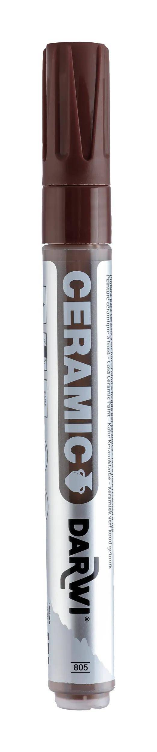 Darwi 6x Keramikfarbe, Marker 2mm Spitze, 6ml, Dunkelbraun DA0340013805C