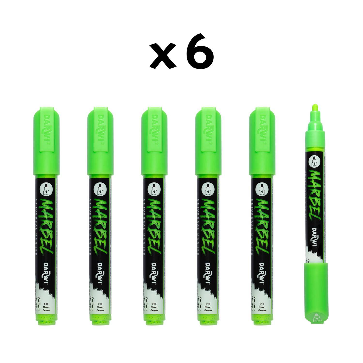 Darwi 6x MARBEL Universalmarker Acrylfarbe, Rundspitze medium 4mm DA0246004618C