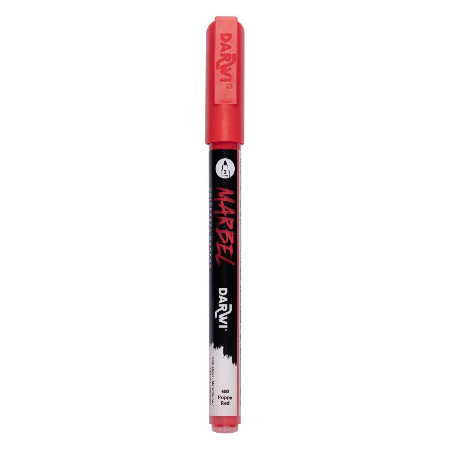 Darwi 6x Marker Acrylfarbe, konische feine Spitze 2mm Mohnrot DA0223002480C