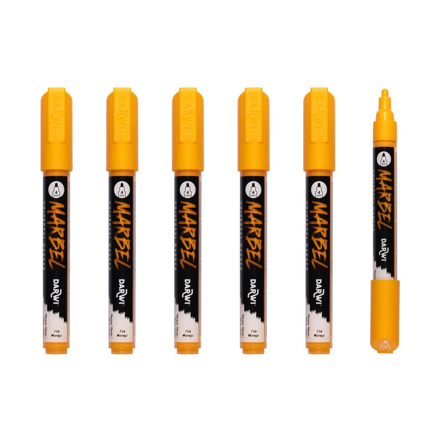 Darwi 6x Universalmarker Acrylfarbe, Rundspitze medium 4mm Mango DA0226004754C