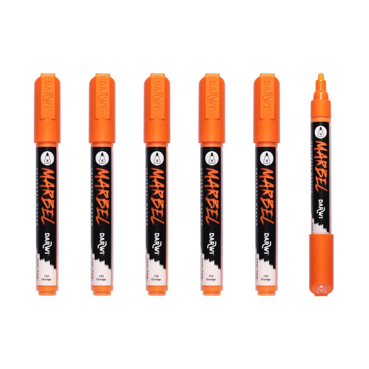 Darwi 6x Universalmarker Acrylfarbe, Rundspitze medium 4mm Orange DA0226004752C