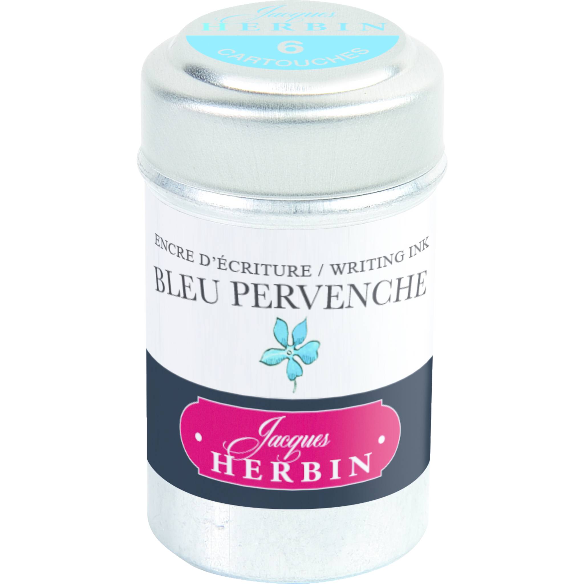 Jacques Herbin 6x 6 Tintenpatronen Dose, Standard-Format Mittelblau 20113T