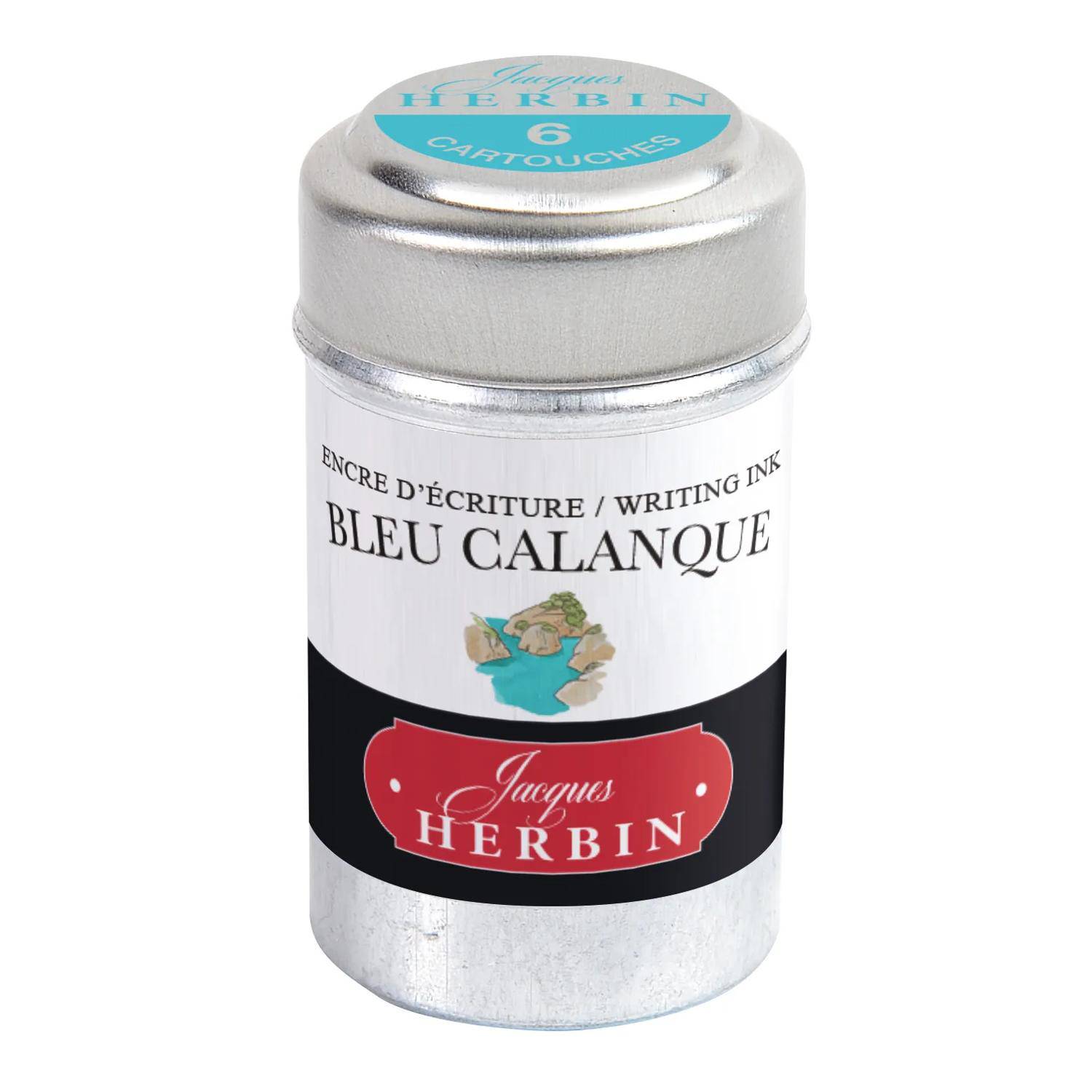 Jacques Herbin6x 6 Tintenpatronen in Dose StandardFormat bleu Calanque 20114T
