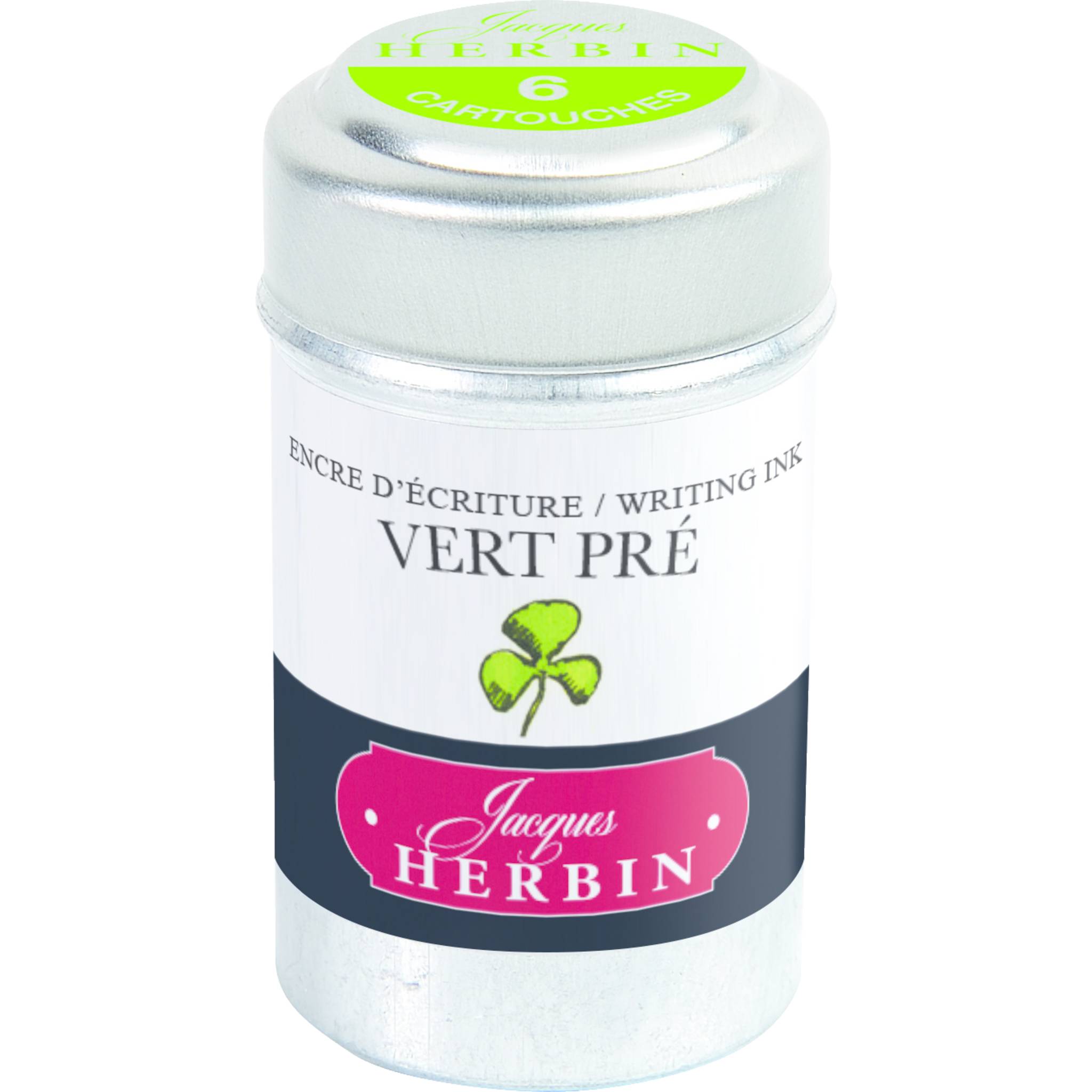 Jacques Herbin 6x 6 Tintenpatronen in einer Dose, Standard-Format - Grün| 20131T