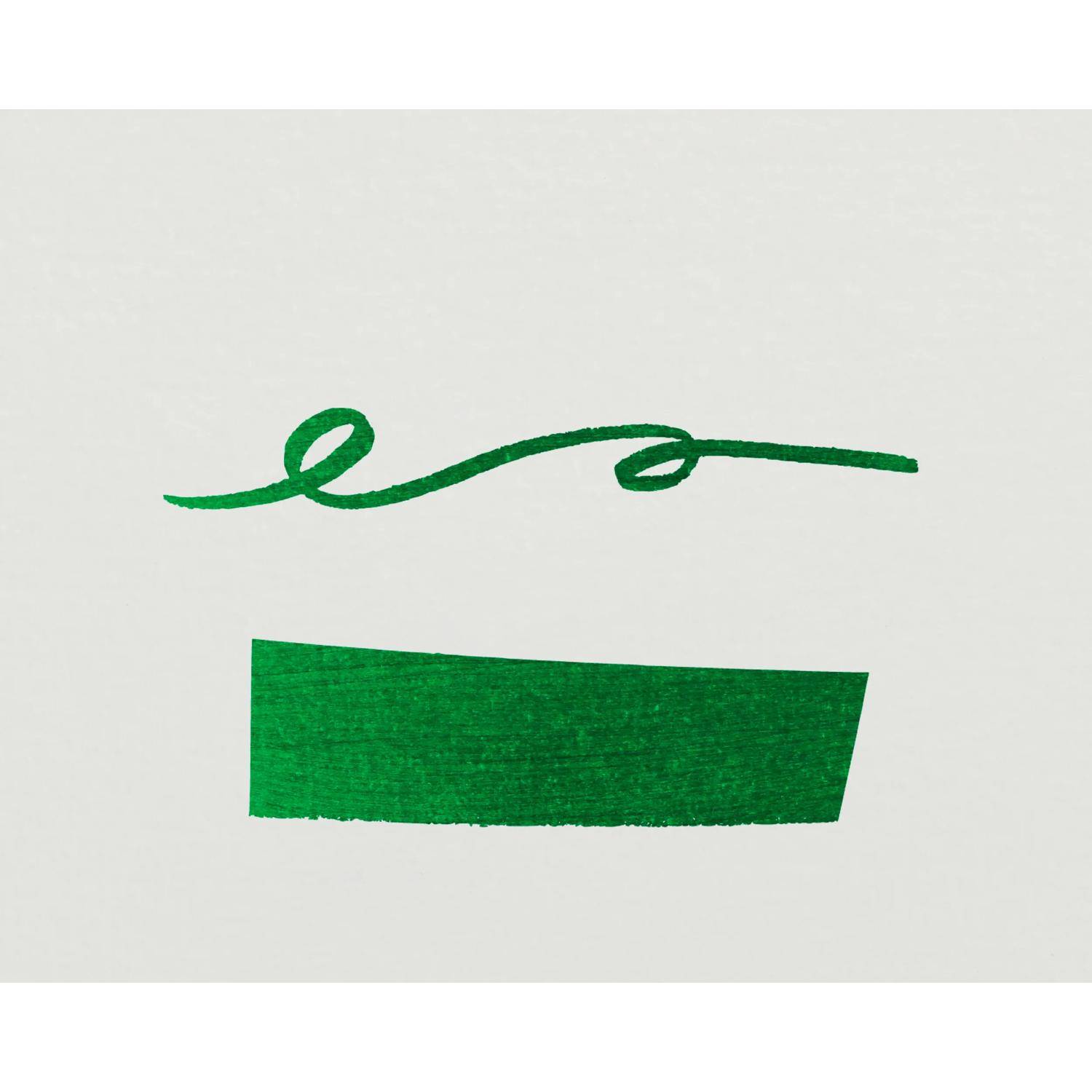 Eine grüne gewundene Linie über einem soliden grünen Rechteck auf einem hellgrauen Hintergrund.