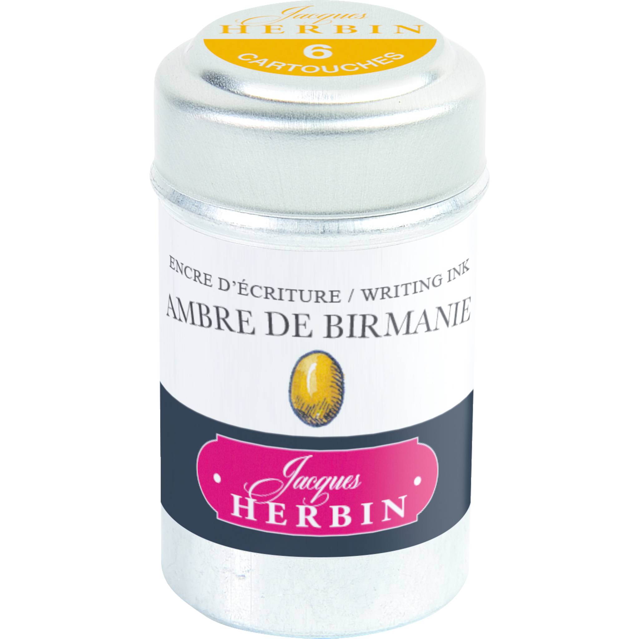 Jacques Herbin 6x 6 Tintenpatronen in einer Dose, Bernsteinfarben 20141T