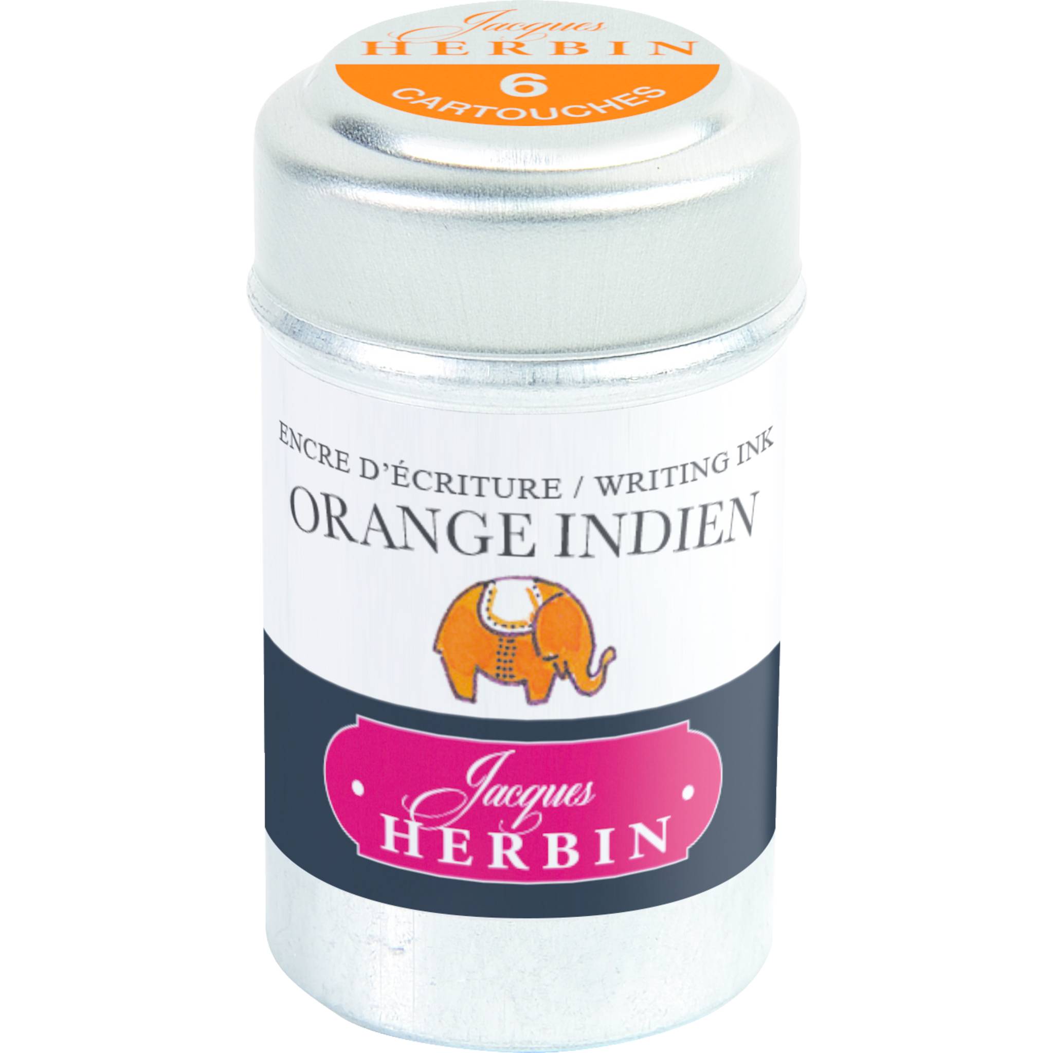 Jacques Herbin 6x 6 Tintenpatronen in einer Dose, Indisch orange 20157T