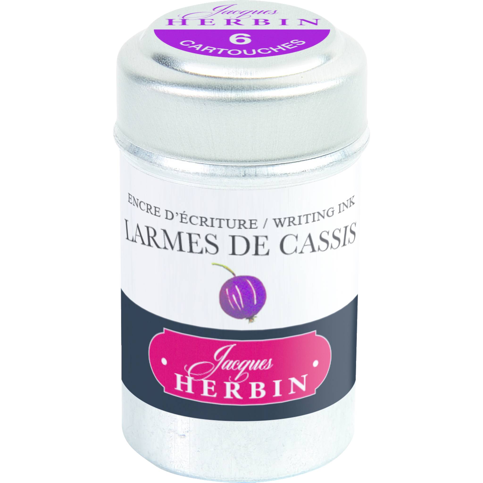 Jacques Herbin 6x 6 Tintenpatronen in einer Dose, Standard-Format Cassis 20178T