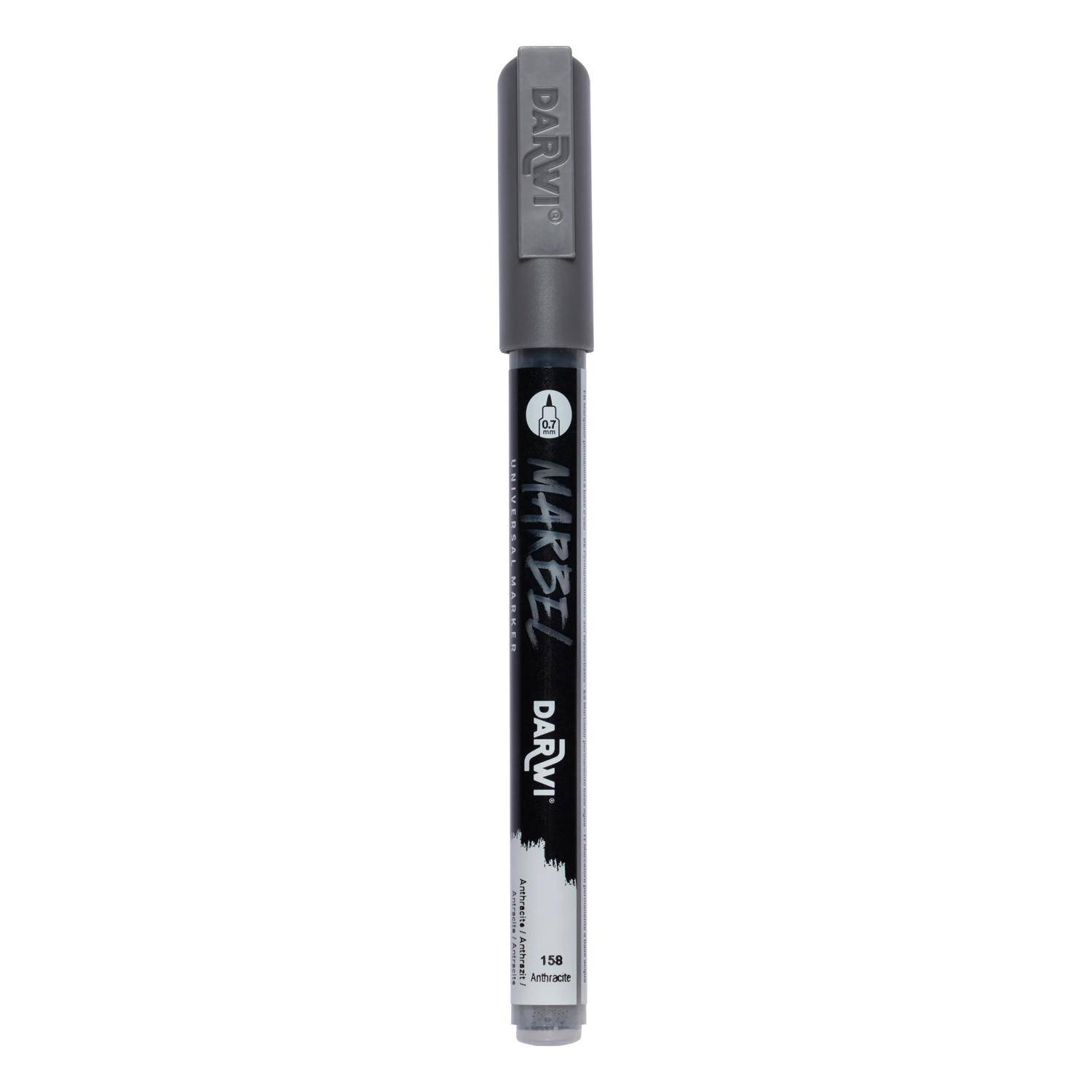 Darwi 6x Marker Acrylfarbe, extrafeine Spitze 0,7mm Anthrazit DA0223001158C