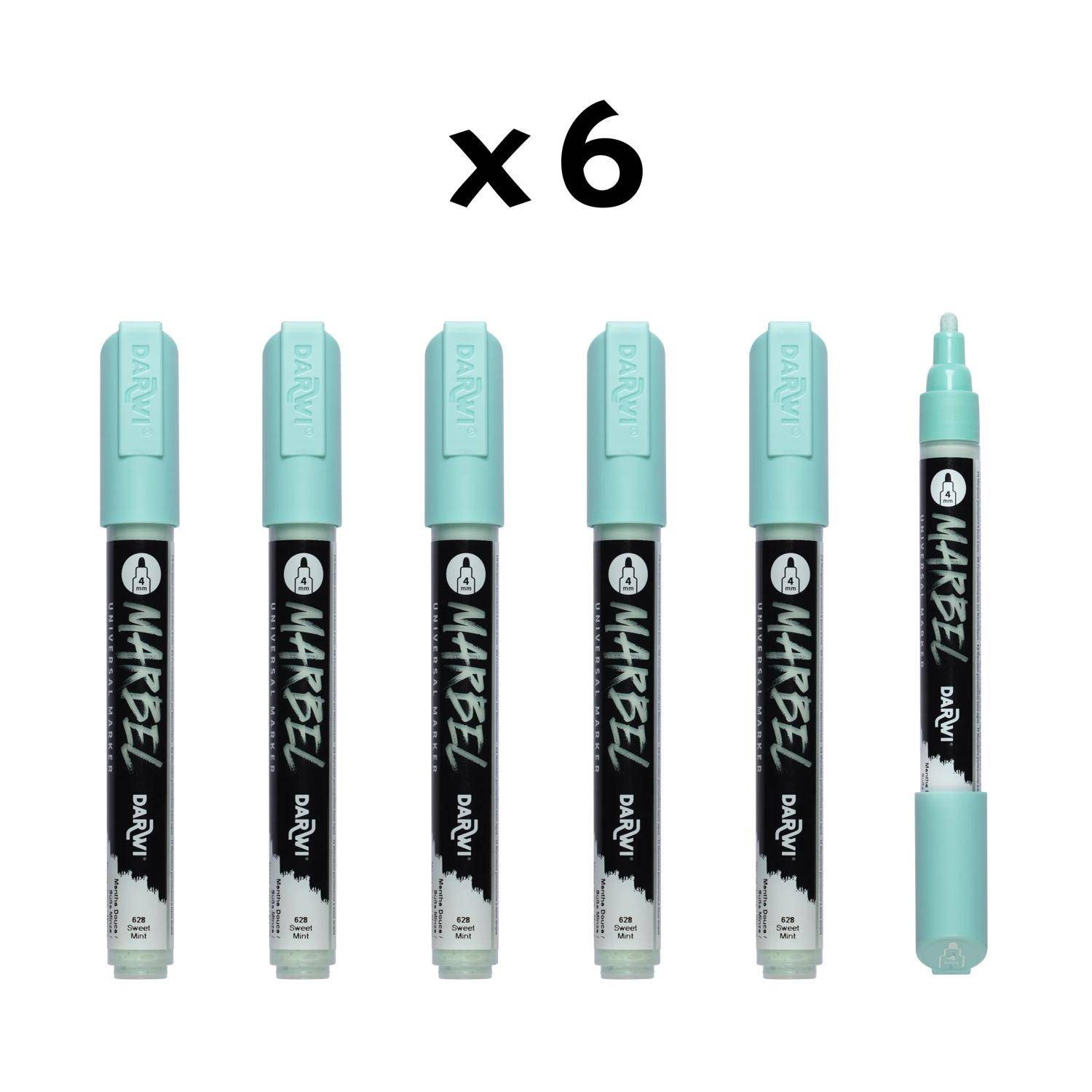 Darwi 6x Marker Acrylfarbe, Rundspitze medium 4mm Süße Minze DA0226004628C