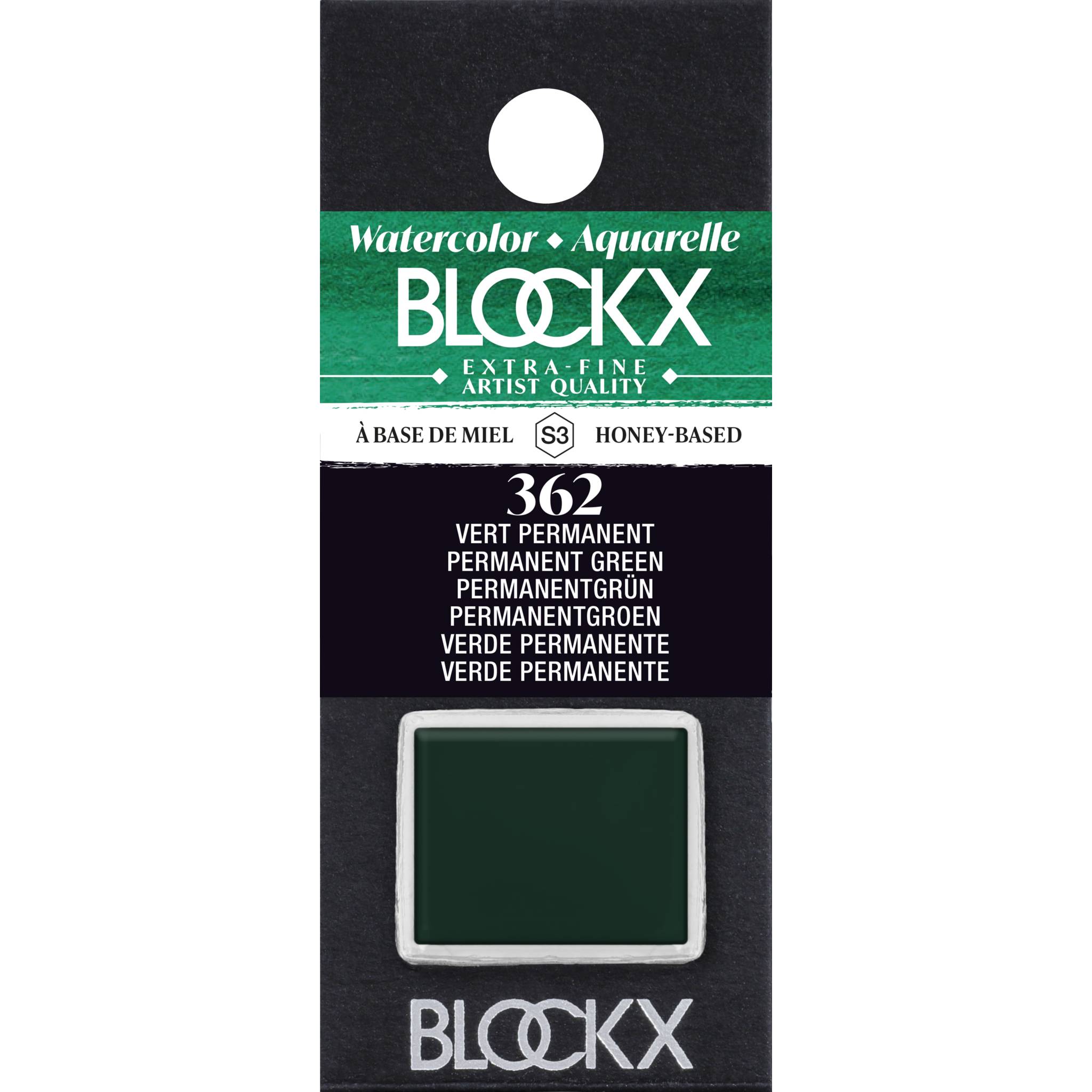 Blockx 3x Aquarellfarbe, Permanentgrün 1/2 Näpfchen 1,5ml Permanentgrün 41362BXC