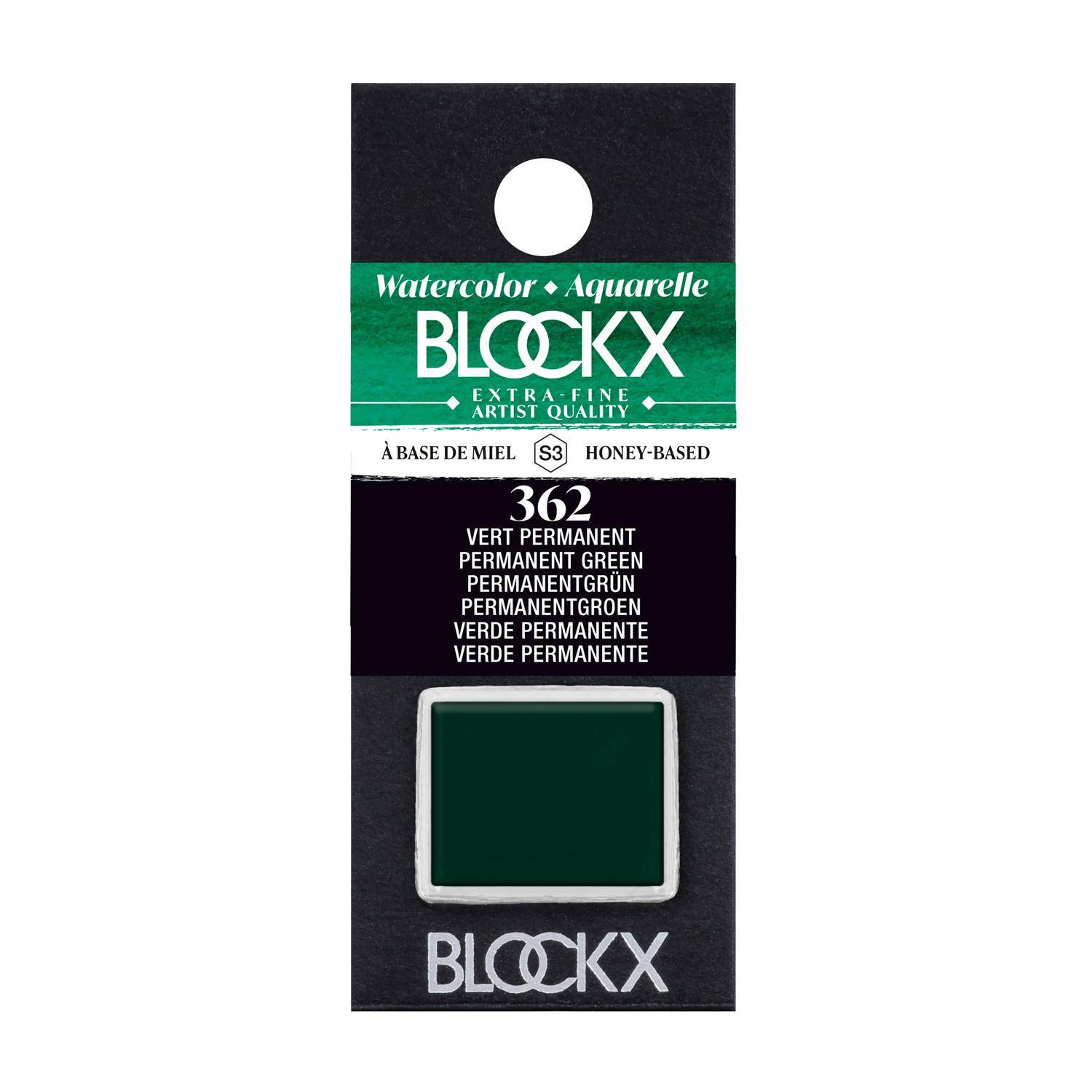 Blockx 3x Aquarellfarbe, Permanentgrün 1/2 Näpfchen 1,5ml Permanentgrün 41362BXC