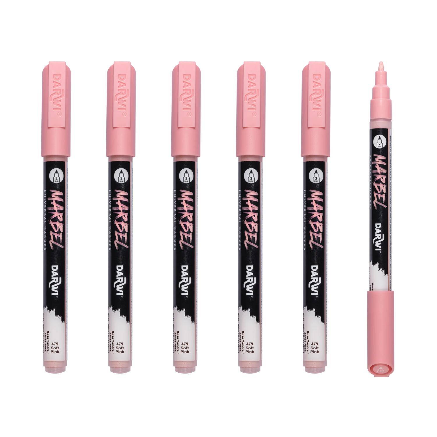 Darwi 6x Marker Acrylfarbe, konische feine Spitze 2mm Zartrosa| DA0223002479C