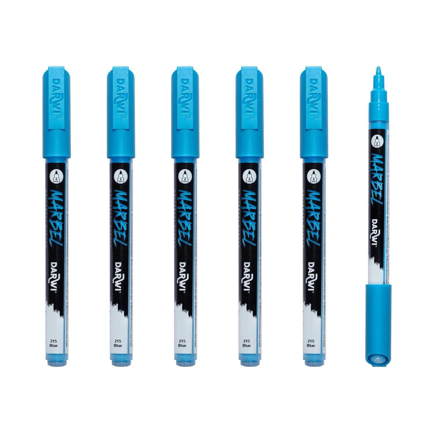 Darwi 6x Marker Acrylfarbe, konische feine Spitze 2mm Blau DA0223002215C