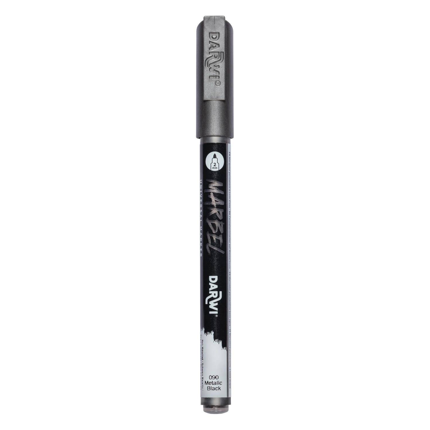 Darwi 6x Marker Acrylfarbe, Spitze 2mm Metallic-Schwarz DA0233002090C