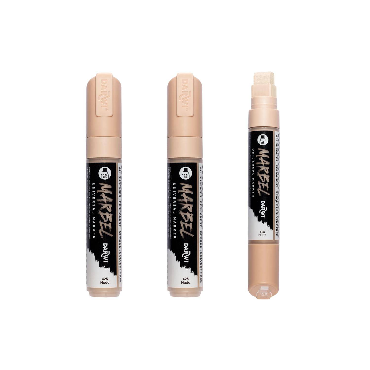 Darwi 3x Marker Acrylfarbe, rechteckige breite Spitze 15mm Nude DA0222015425C