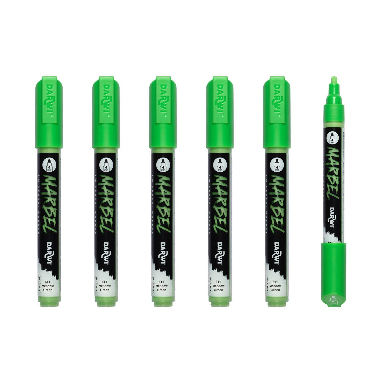 Darwi 6x Marker Acrylfarbe, Rundspitze medium 4mm Wiesengrün| DA0226004611C
