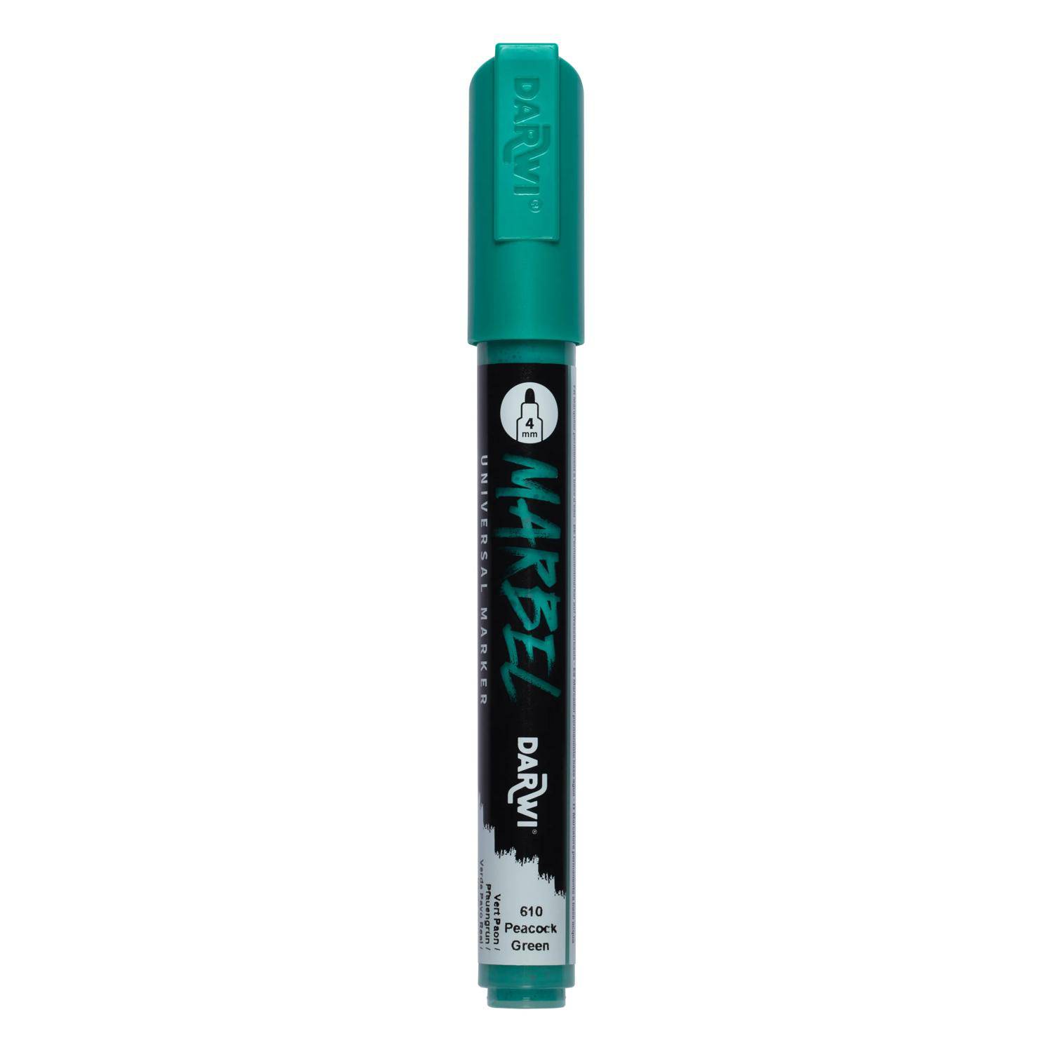 Darwi 6x Marker Acrylfarbe, Rundspitze medium 4mm Pfaugrün| DA0226004610C
