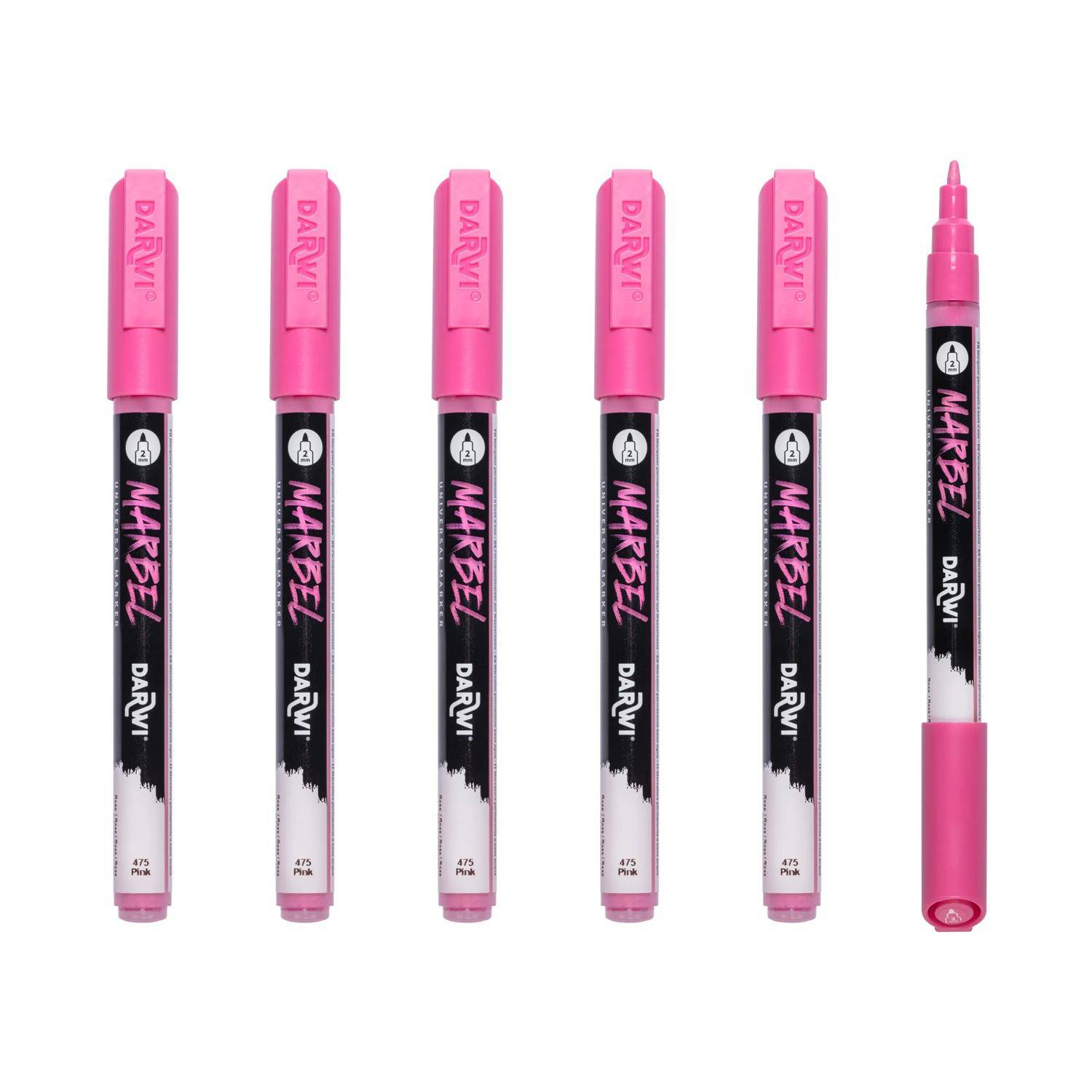 Darwi 6x Marker Acrylfarbe, konische feine Spitze 2mm Rosa DA0223002475C