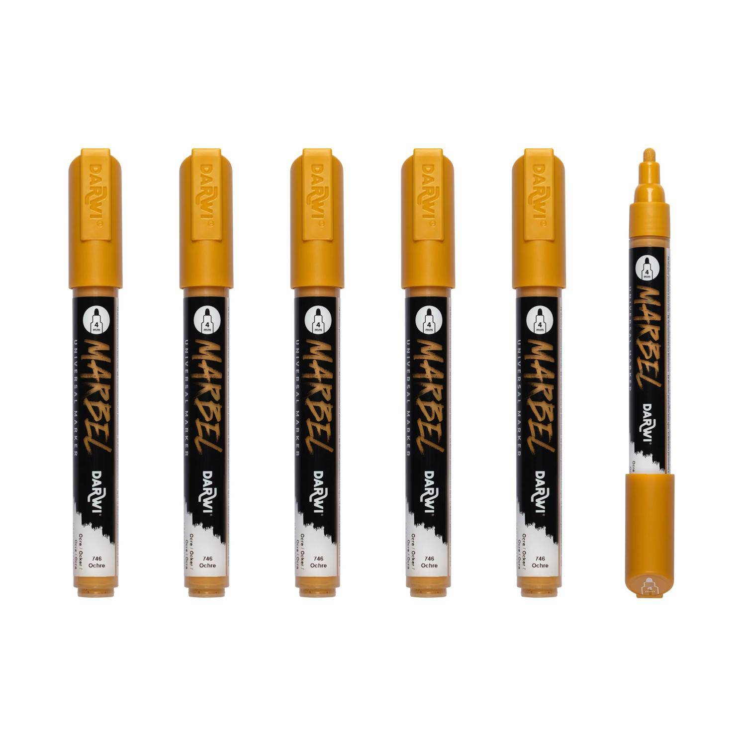 Darwi 6x Universalmarker Acrylfarbe, Rundspitze medium 4mm Ocker DA0226004746C