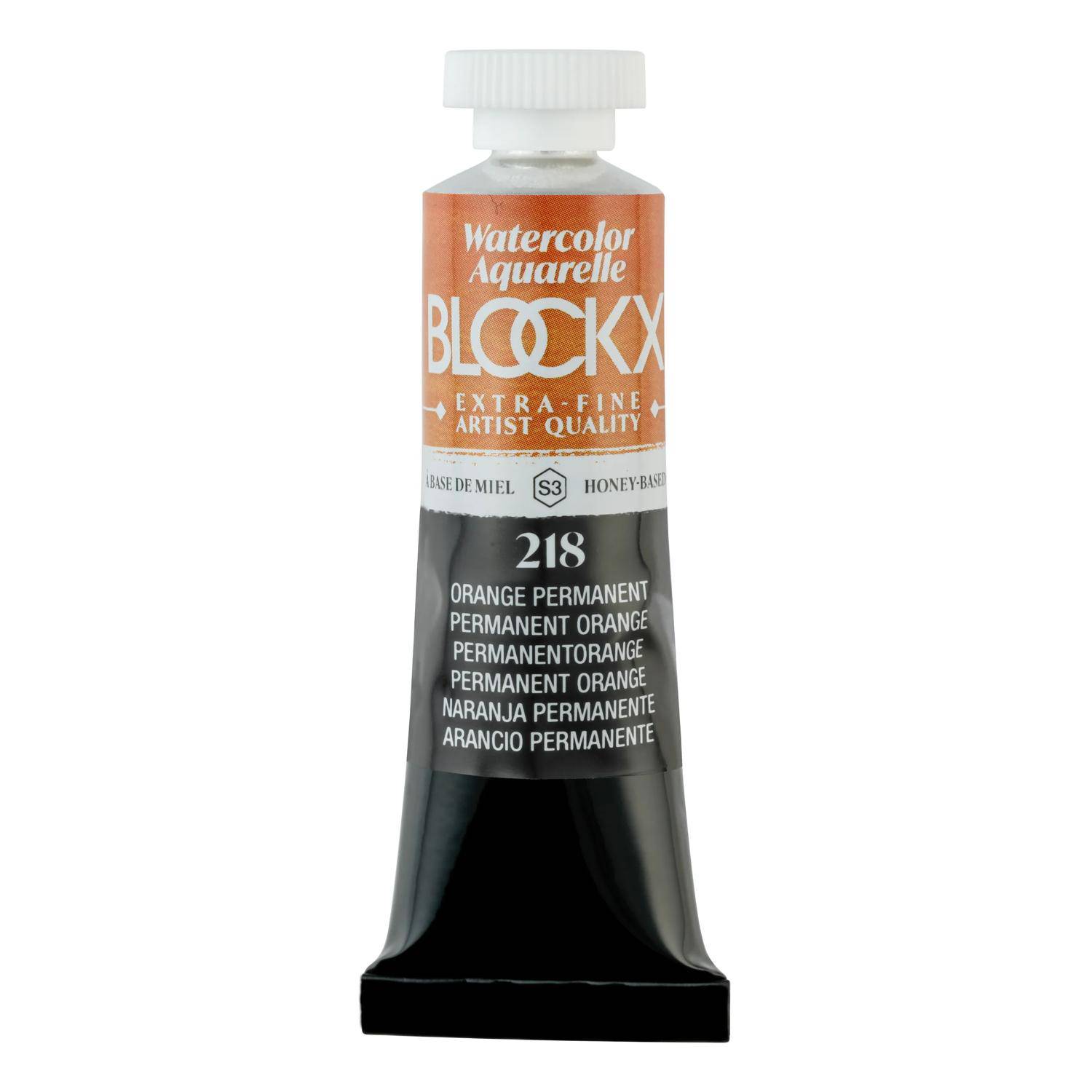 Blockx 3x Aquarellfarbe, Permanentorange - Tube 15ml - Permanentorange 44218BXC
