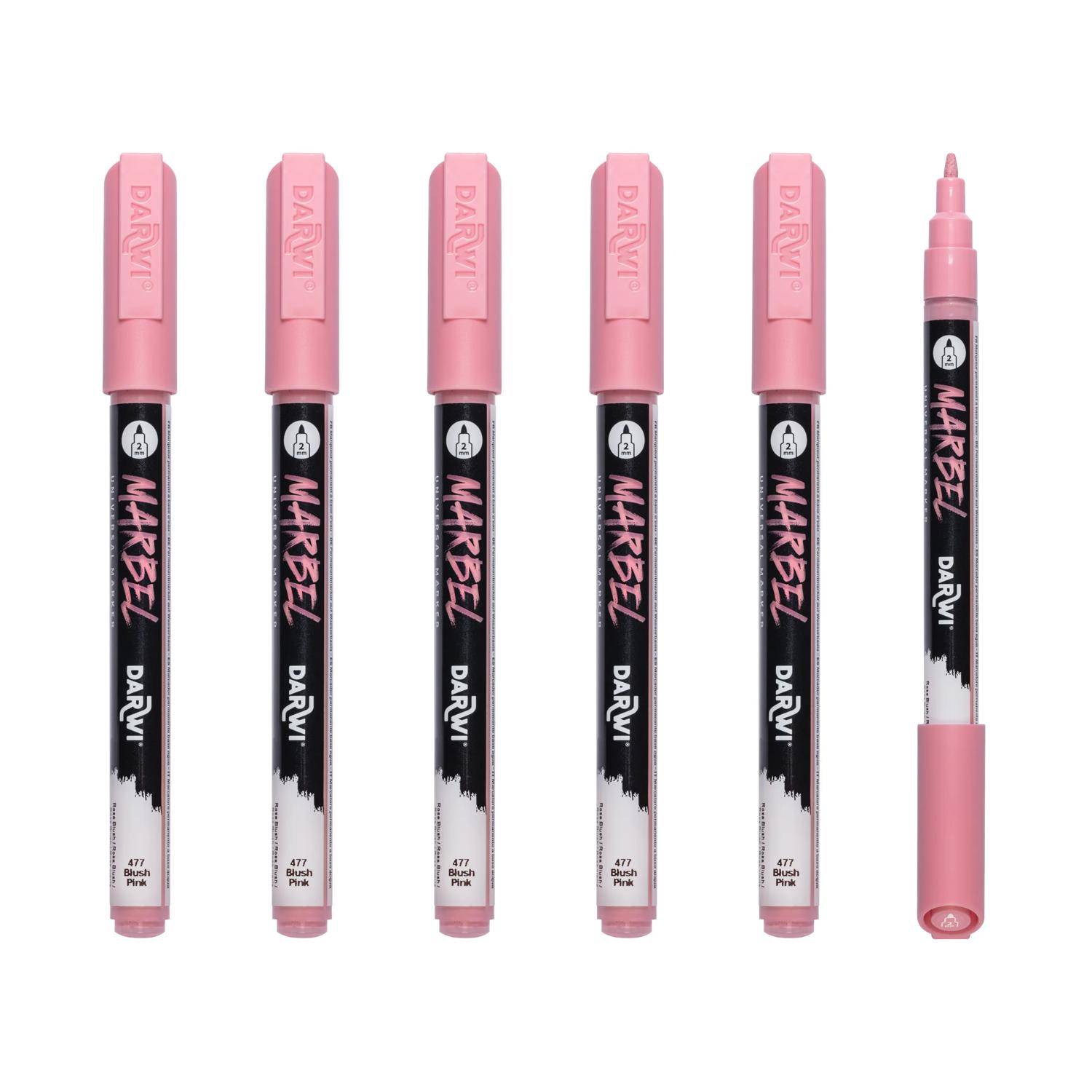 Darwi 6x Marker Acrylfarbe, konische feine Spitze 2mm Rosa Blush DA0223002477C
